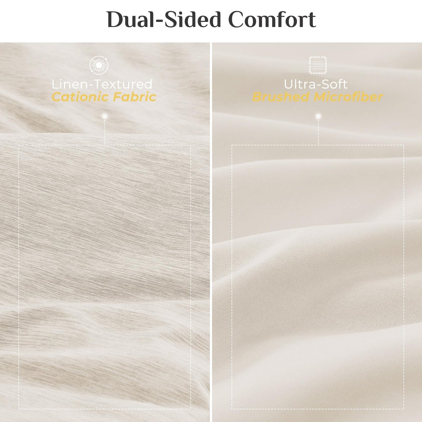 JOLLYVOGUE Queen Comforter Set, Cationic Dyeing Bed in a Bag 7 Pieces, Double-Tone Bedding Set with Down Alternative Comforter, Sheets, Pillowcases & Shams, Beige