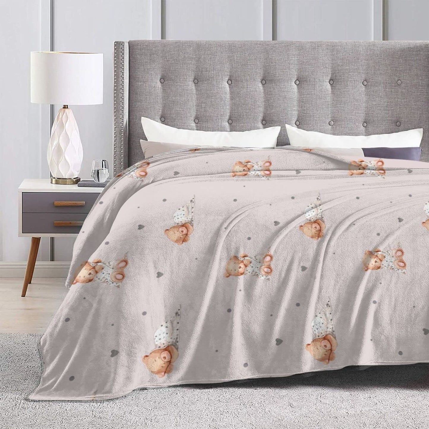 Perinsto Cute Bears Throw Blanket Ultra Soft Warm All Season Decorative Fleece Blankets for Bed Chair Car Sofa Couch Bedroom 50"X40"