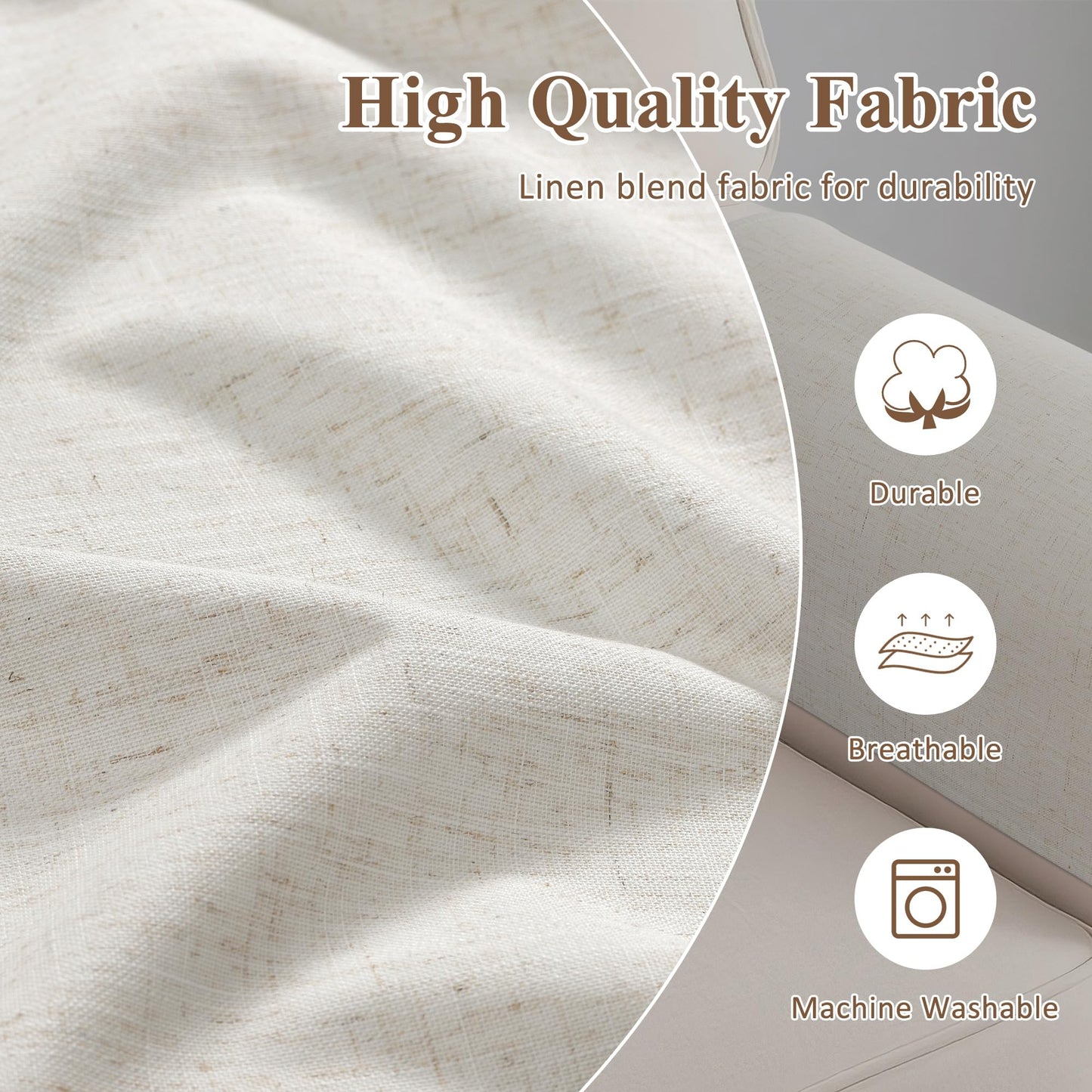 SPWIY Couch Arm Covers Linen Chair Arm Covers Stain Resistant & Anti-Scratch Furniture Protector for Sofa Recliner Armrest Cover for Pets, 2 Pcs, Cream, 20" W x 24" L
