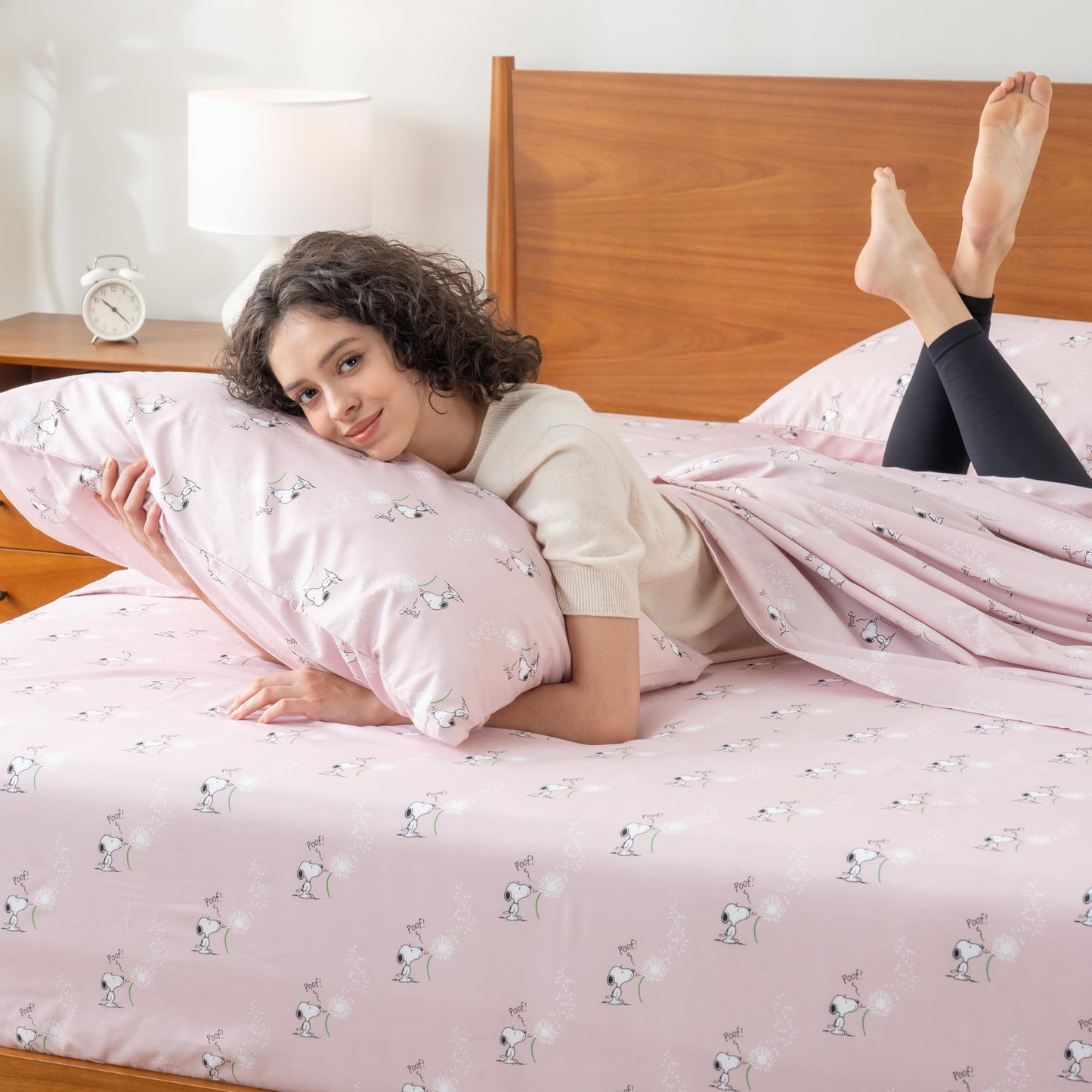 Berkshire Blanket Peanuts® Kids Sheet Set, Full Size - 4 Pieces, Peanuts® Snoopy Make A Wish Sheet Scale Spring Pink, Cute Character Snoopy Printed Soft Microfiber Bed Sheets