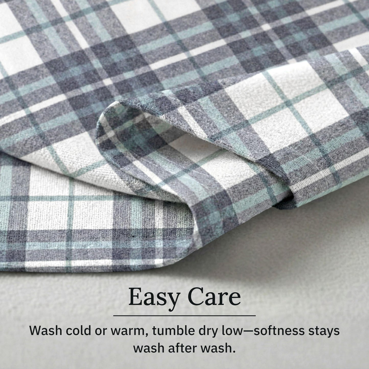 California Design Den Yarn Dyed Flannel Sheet Set Queen Size - Made in Portugal, 4-Piece 100% Cotton Queen Sheets Deep Pocket with Extra Depth, Thick, Velvet Soft, Triple-Brushed - Blue Plaid
