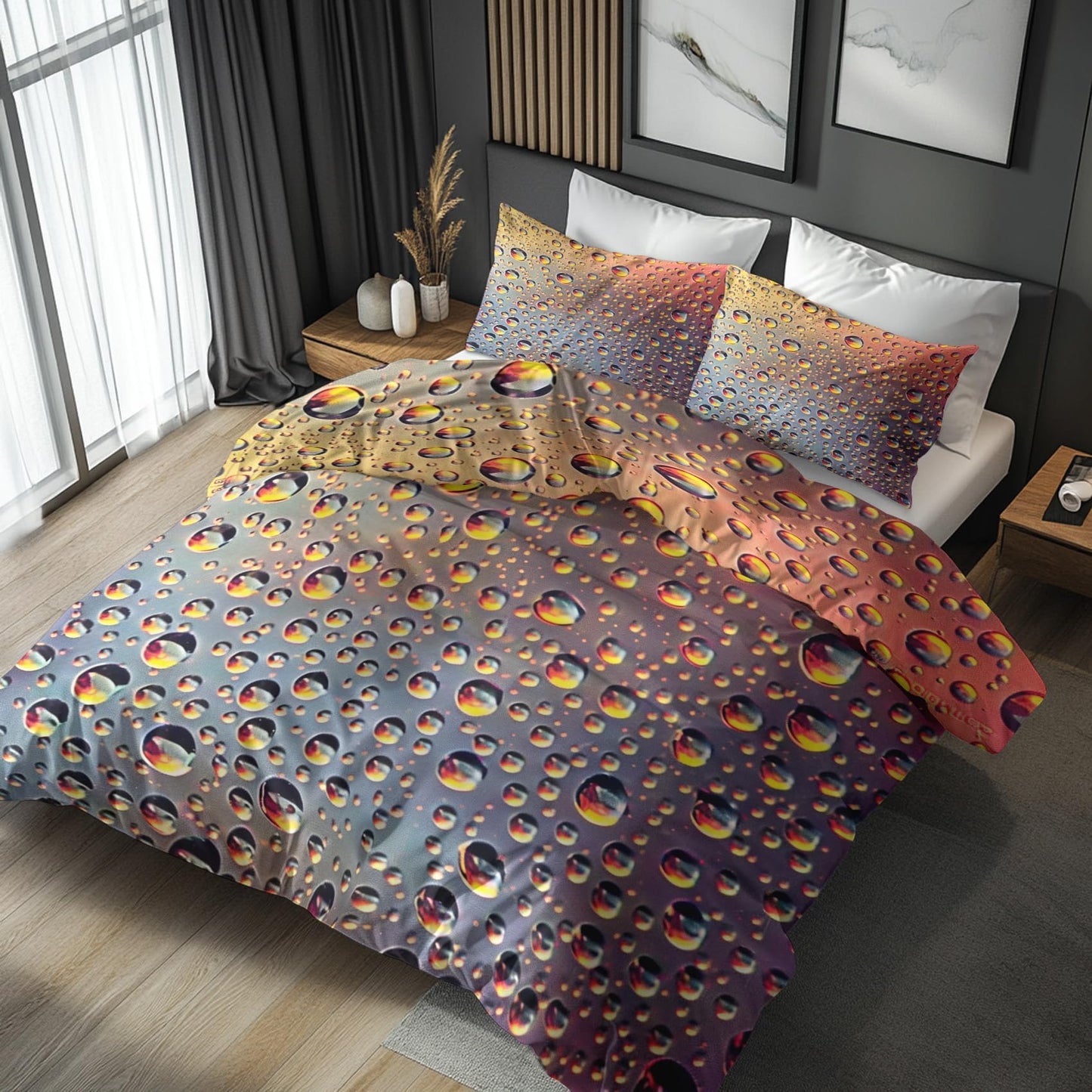 zcwl Water Droplet Duvet Cover Oversized King Size | 3D Bubble Effect Bedding Set | 3 Piece | Soft Microfiber Patterned Comforter Cover with Zipper Ties & 2 Pillowcases | Rain Drop Bedroom Decor