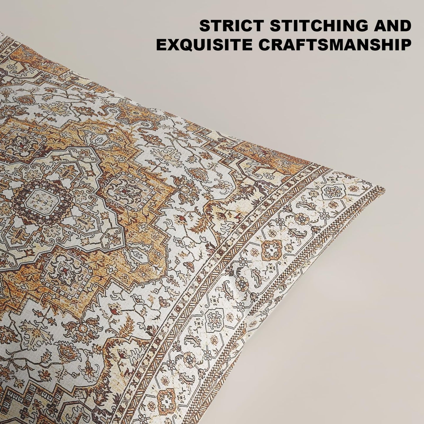 ZSYTZL Boho Throw Pillow Covers 18x18 inch Set of 2,Linen Bohemia Carpet Pattern Decorative Living Room Sofa Bed Square Pillow Case Cushion Cover-Orange Brown
