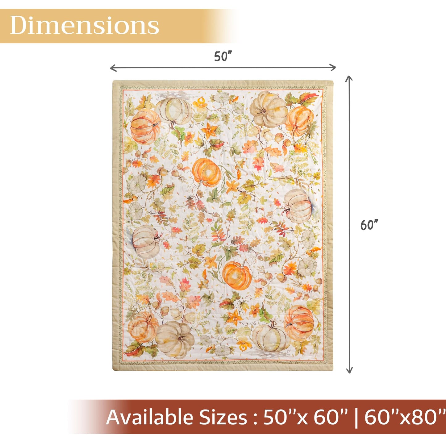 Maison d' Hermine Throw Blanket for Couch Lightweight Soft Warm Breathable Cotton Throw Blankets for Bed Girls Boys Women Men Gifts Sofa Living Room Spring Summer (Pumpkin Passion, 60" X 80")