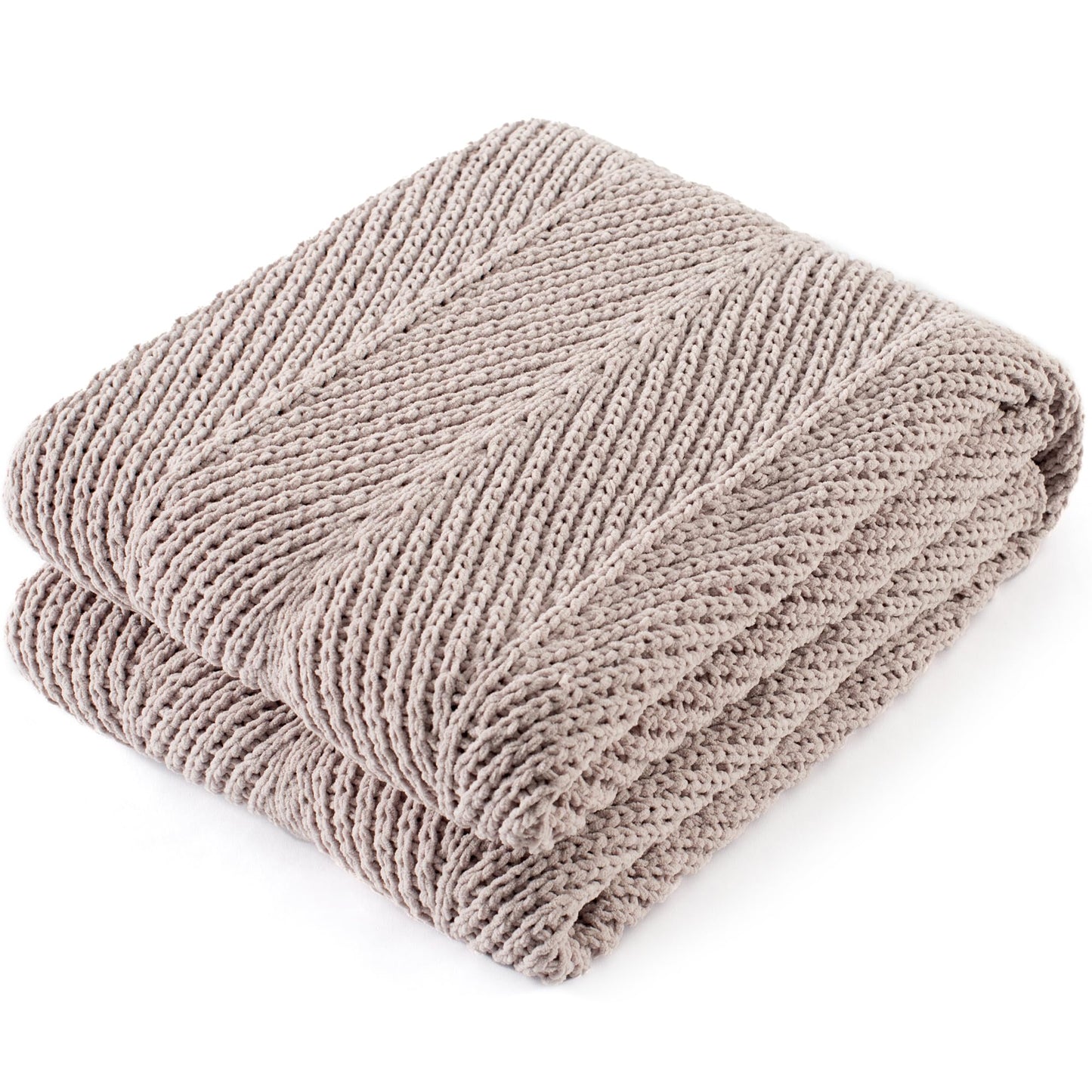 CloudDwelling Chenille Knit Throw Blanket Fluffy Fuzzy Soft Lightweight Cozy Farmhouse Chunky Knitted Throws for Couch Sofa Bed (Taupe, 50"x60")