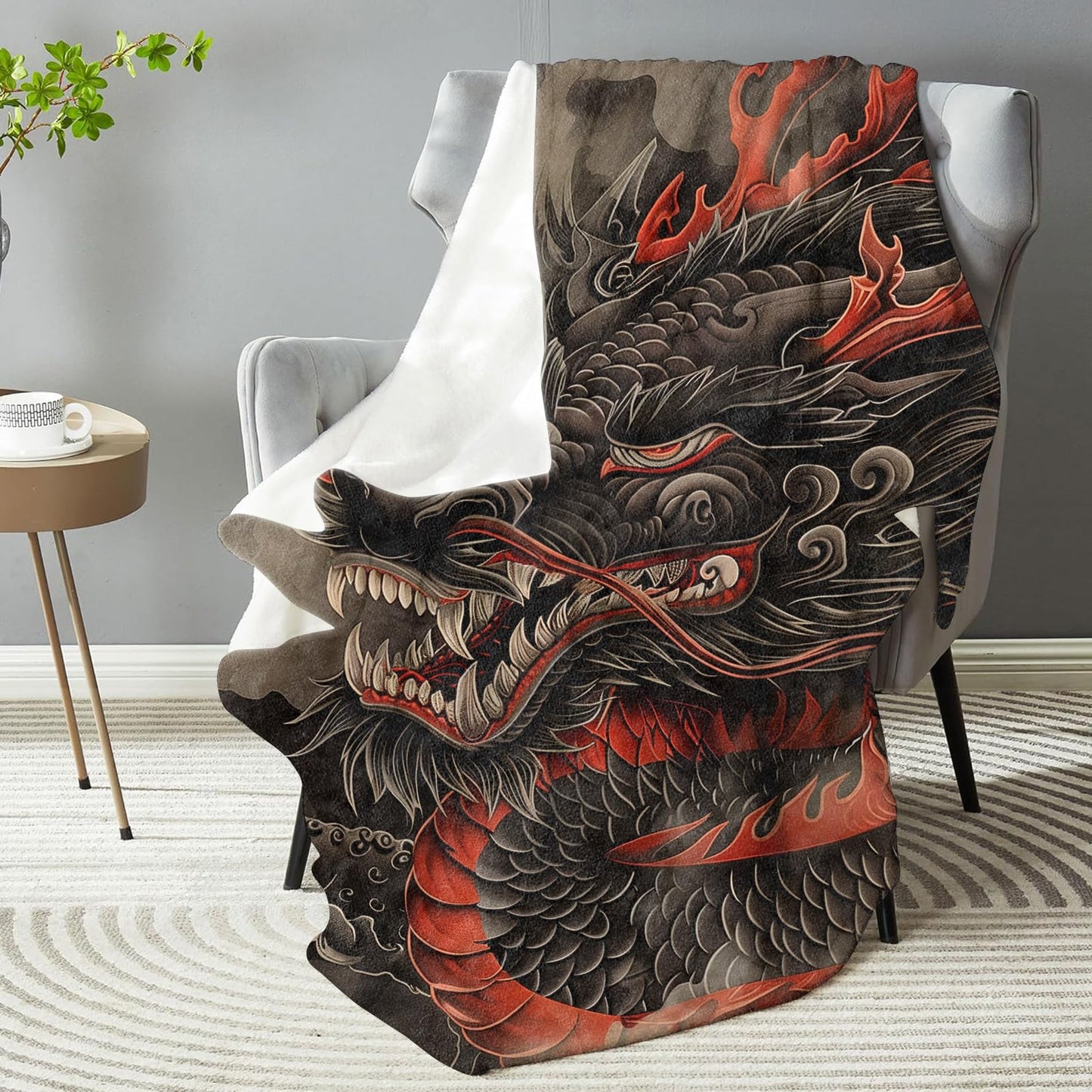 dhakalrlde Majestic Dragon Throw Blanket for Men & Women - Soft Plush Flannel, Comfy and Lightweight, Warm and Fuzzy for Couch, Bedroom, Travel, Bed, Living Room, and Outdoor 50in×60in