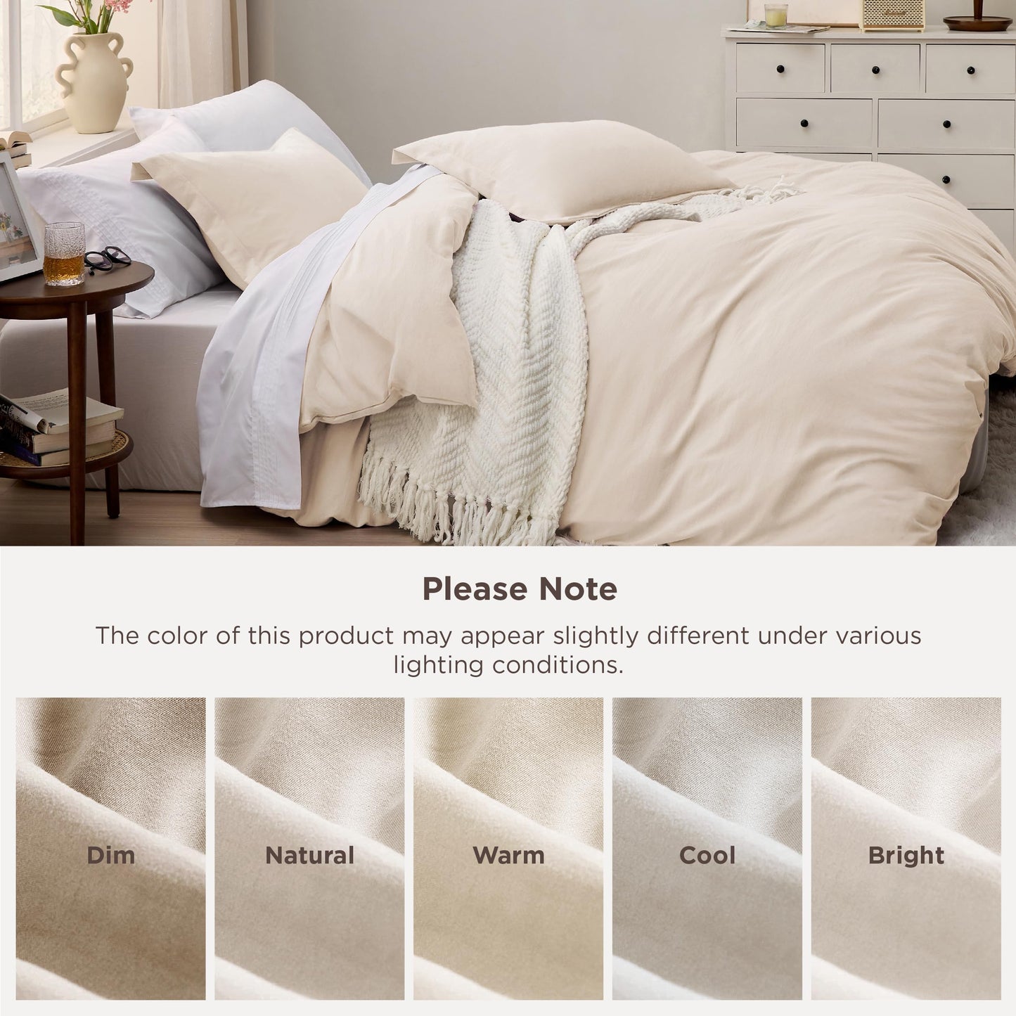 Bedsure Cream Duvet Cover Queen Size - 3 Pieces Prewashed Cotton-Like Polyester Extra Soft Bedding Set, Includes 1 Duvet Cover 90x90 Inches with Zipper Closure & 2 Pillow Shams, No Comforter