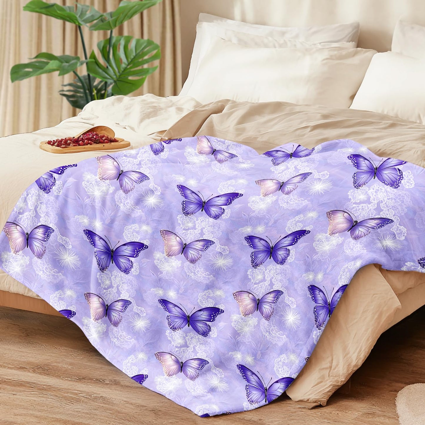 Butterfly Blanket Butterfly Throw Blanket Super Soft Plush Flannel Fleece Bedding Gifts for Boys Girls Men Women Lovers Adults Stuff for Couch Sofa Bed Room Decor 50"X60"