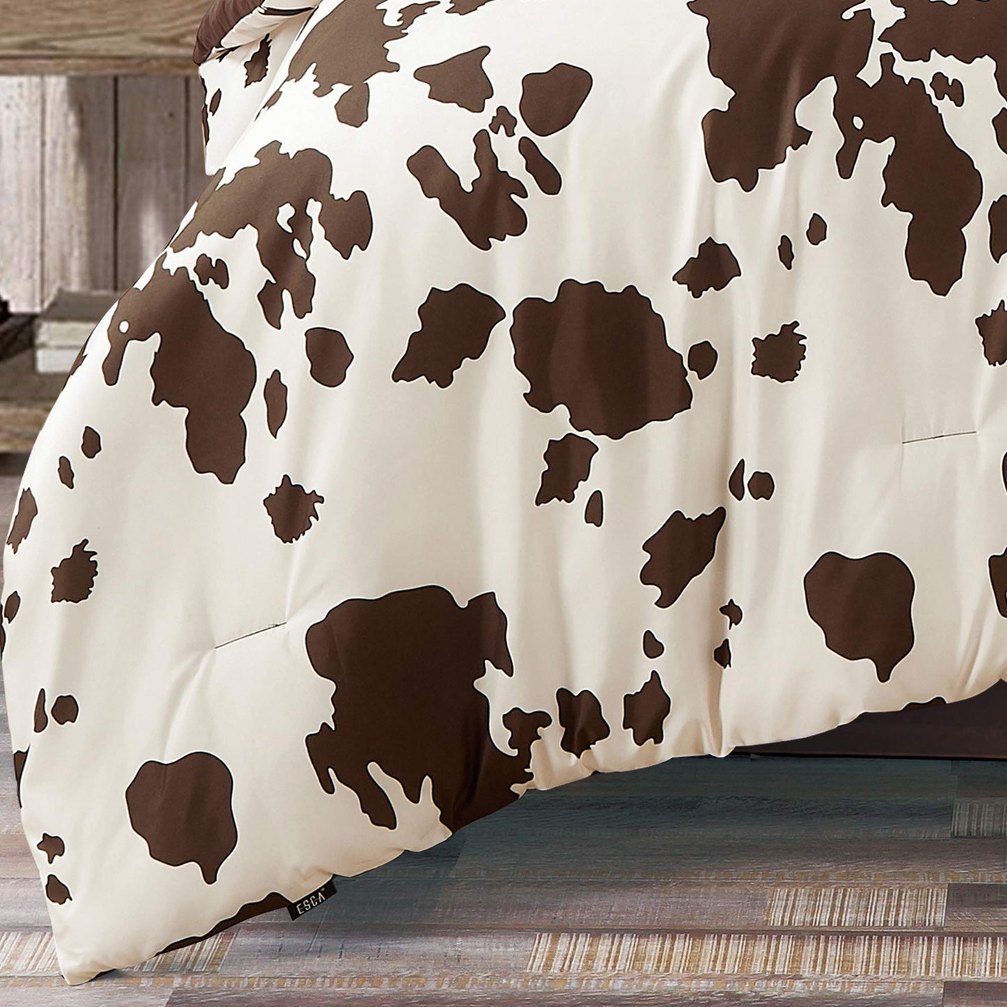 Artistic Home Textiles 6-Piece Cow Print Comforter Set, Western Farmhouse Bedding Set, Brown & Cream Microfiber Bed in a Bag with Decorative Pillows (Cowboy 6pcs, King