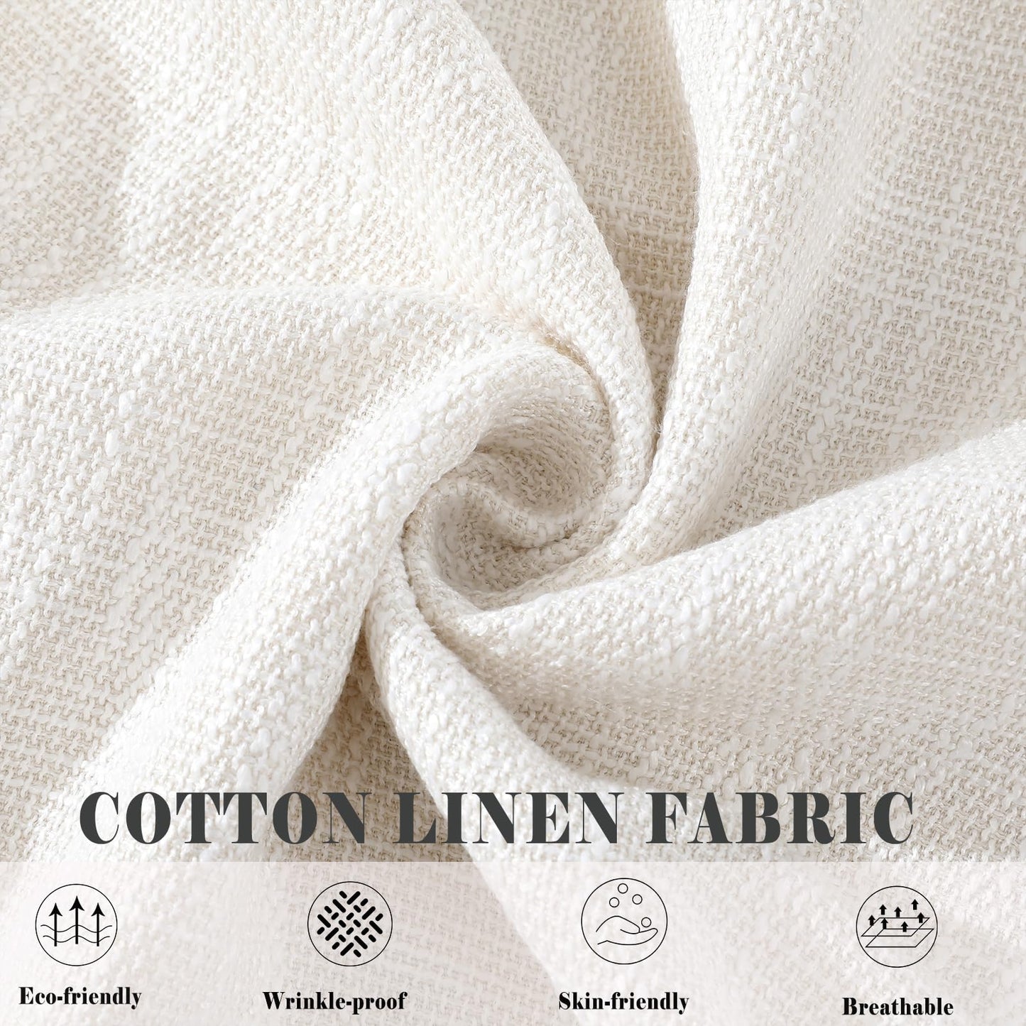 Qubjus Classic Round Tablecloth Table Cloth Round Cotton Linen Farmhouse Heavy Weight Table Cover for Dining Tabletop Decoration Party, Round - 70", Beige