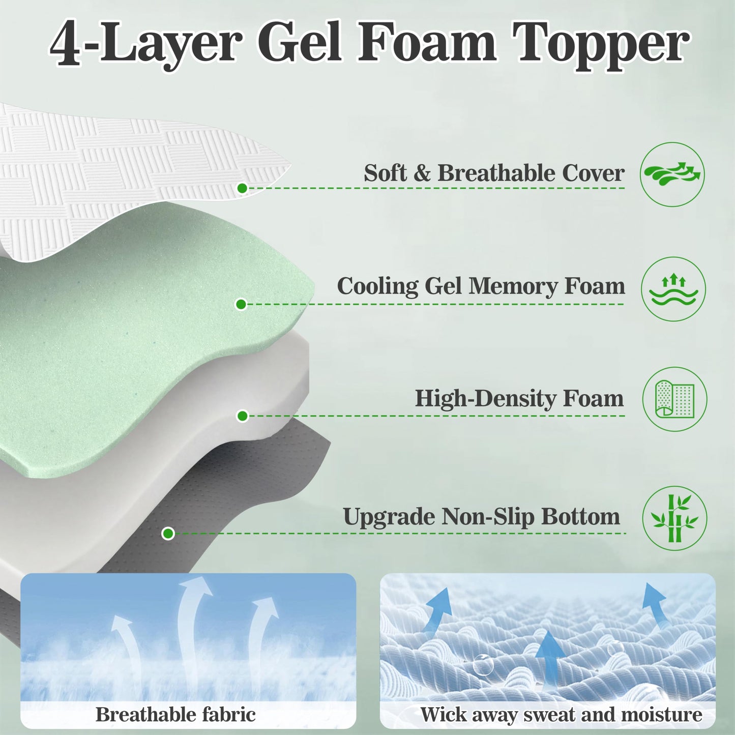 Extra Firm Mattress Topper 4 Inch Twin, Gel Memory Foam Bed Topper Pain Relief, Mattress Pad for Extra Support, Washable Cover with Anti-Slip Straps, CertiPUR-US Oeko-Tex Certified 38"x 75"