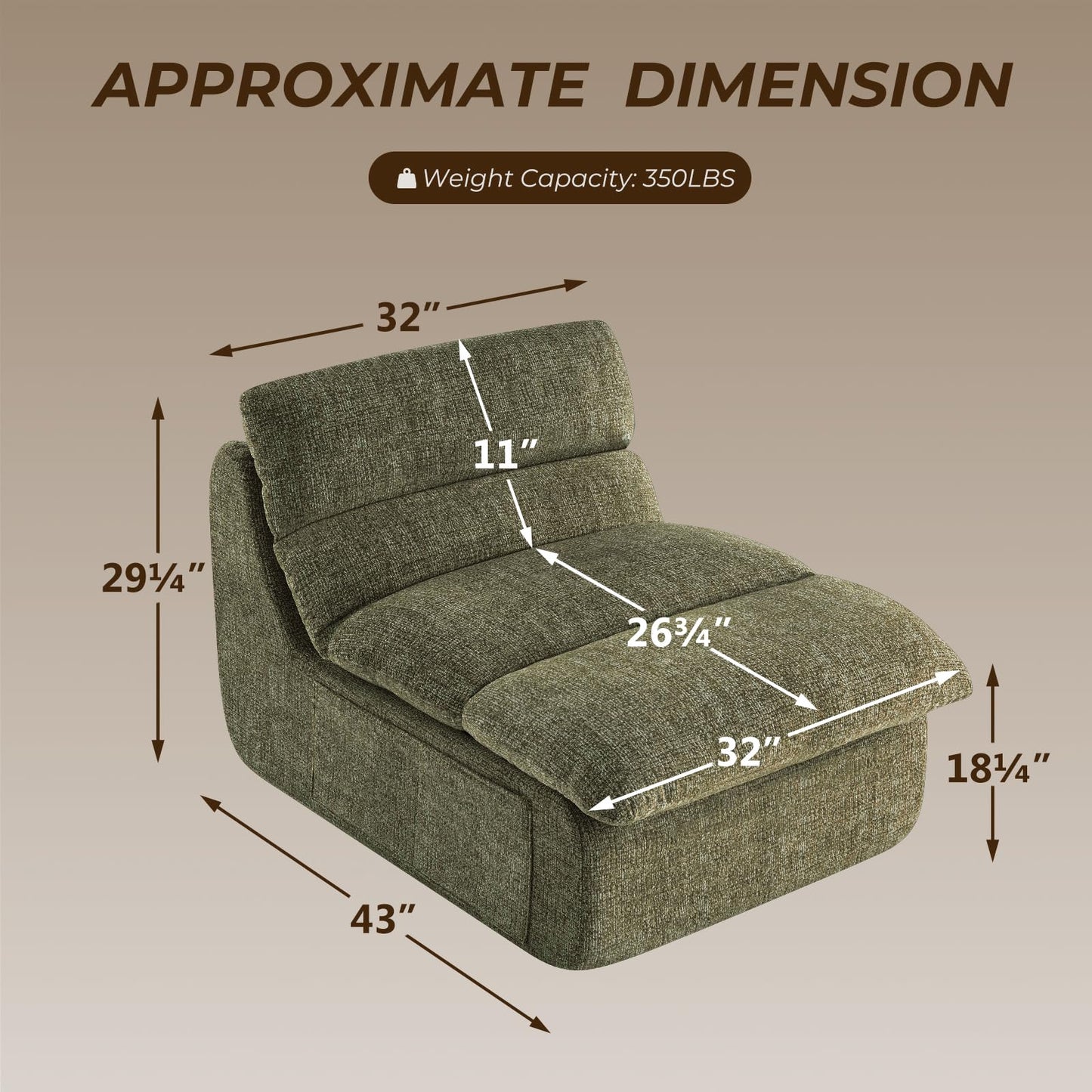 Furnimart High Density Foam Bean Bag Chair for Adults, XXL Boneless Floor Lounger with Ergonomic Back Support, No Sag Compression Foam, No Assembly, Washable Chenille Cover (Olive Green)