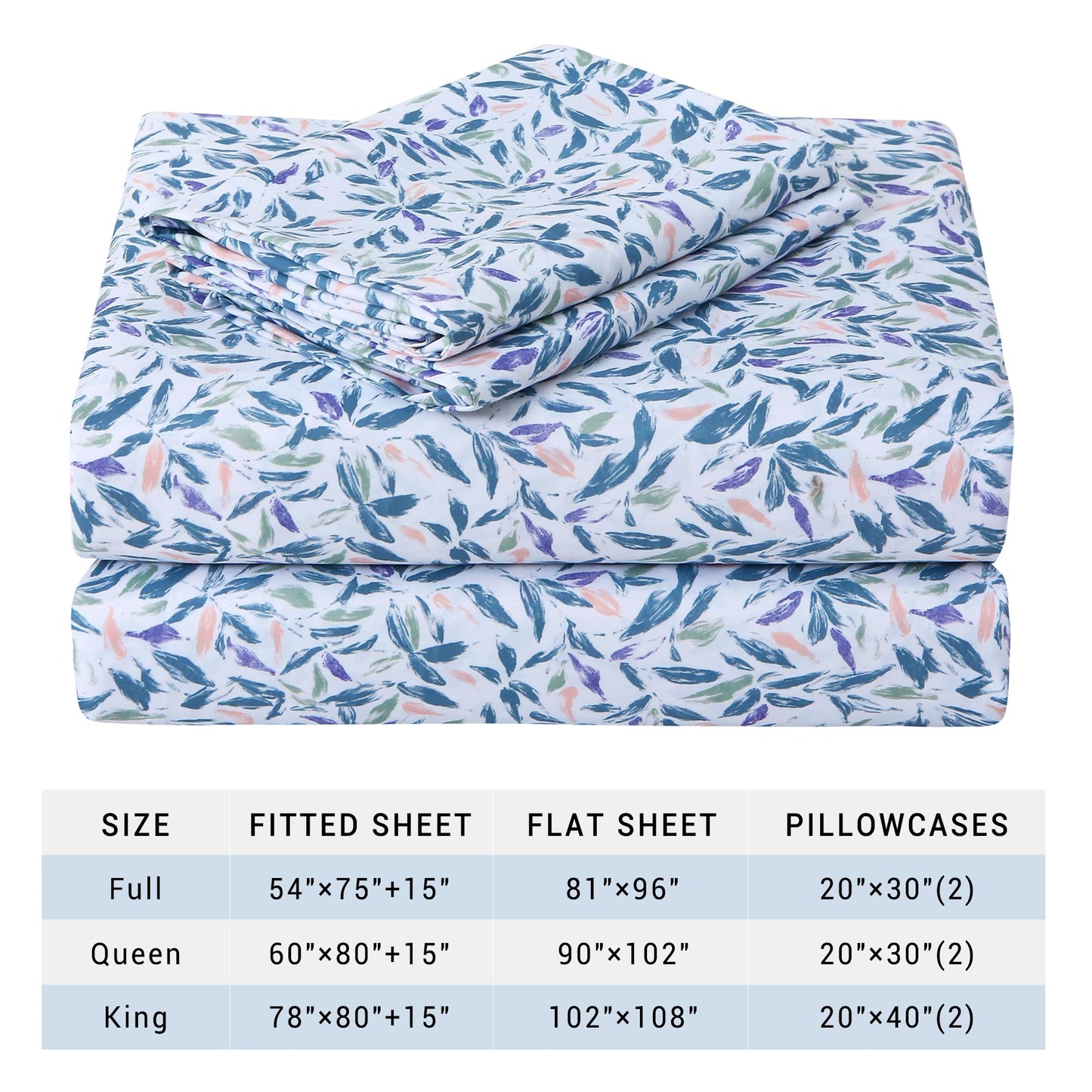 Viviland Floral Twin Sheet Set - 3 Piece Vintage Deep Green Flower Patterned Bed Sheets - Soft, Breathable Microfiber Sheets with Deep Pocket, Non-Slip Fitted Sheets & Pillowcases