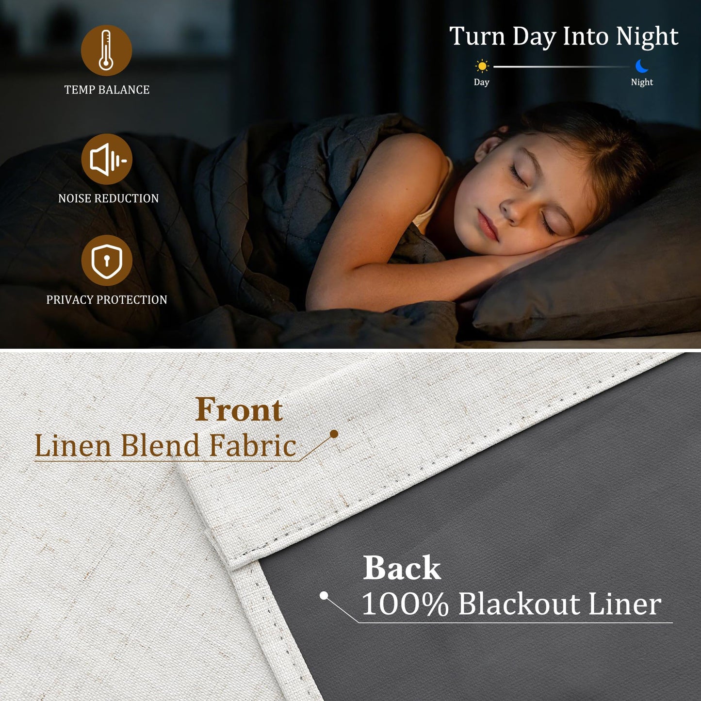 Nanspring 100% Blackout Kitchen Linen Curtains Back Tab Small Drape 36 Inch Length Privacy Natural Elegant Short Black Out Cafe Curtain Tier for Thermal Insulated Bedroom Cabinet Cream Ivory 30x36