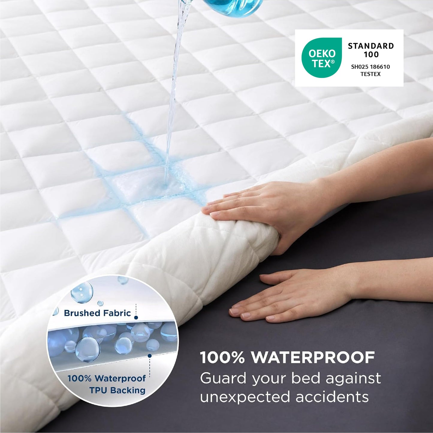 Bedsure Twin XL Mattress Protector, Quilted Waterproof Mattress Pad with Deep Pocket up to 22 Inches, Soft Breathable Noiseless Mattress Topper, Bed Cover for Home Bedroom Hotel – White