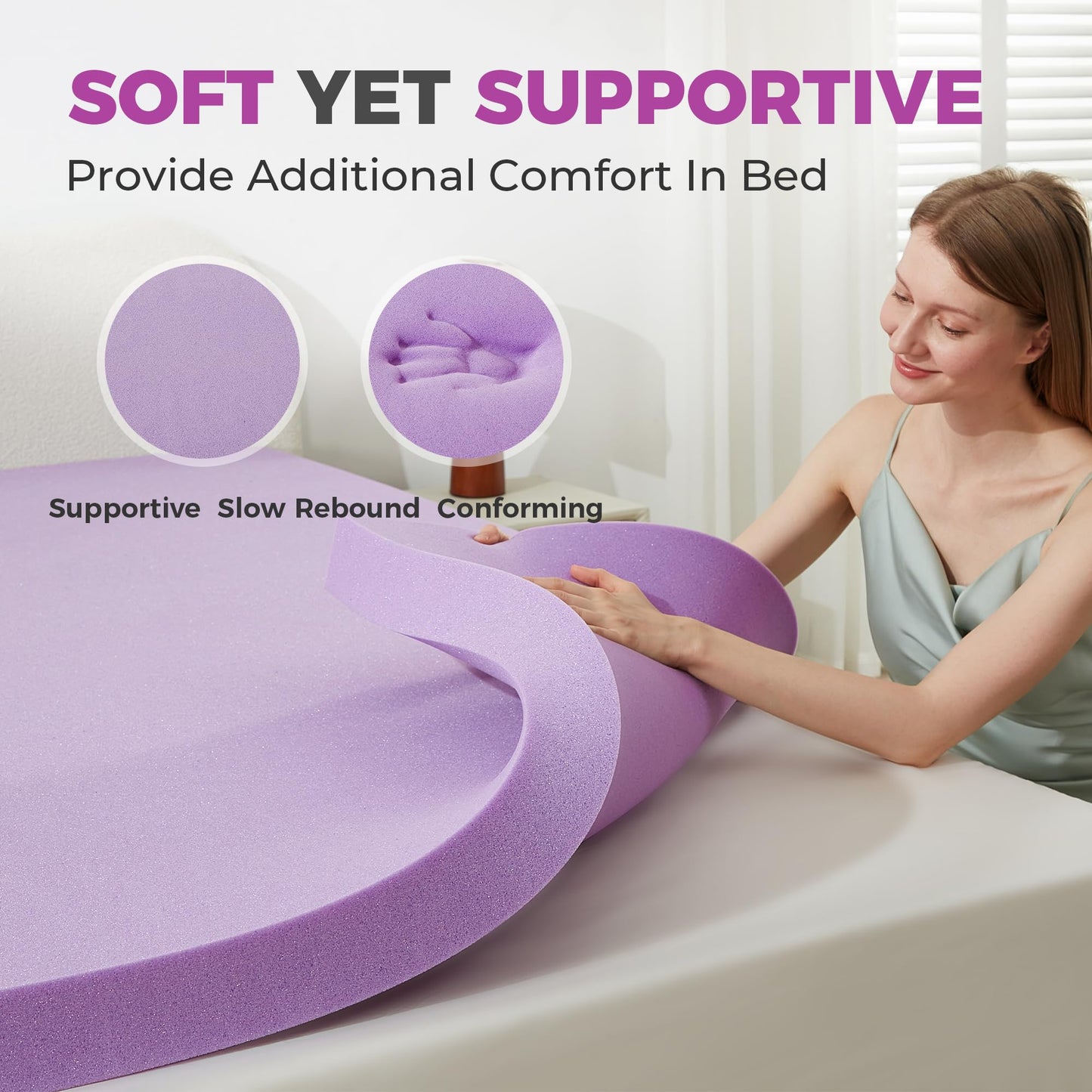 BDEUS 2 Inch Gel Memory Foam Mattress Topper Ventilated Soft Pressure Relieve Mattress Pad, Breathable Bed Topper, CertiPUR-US Certified, Twin Size