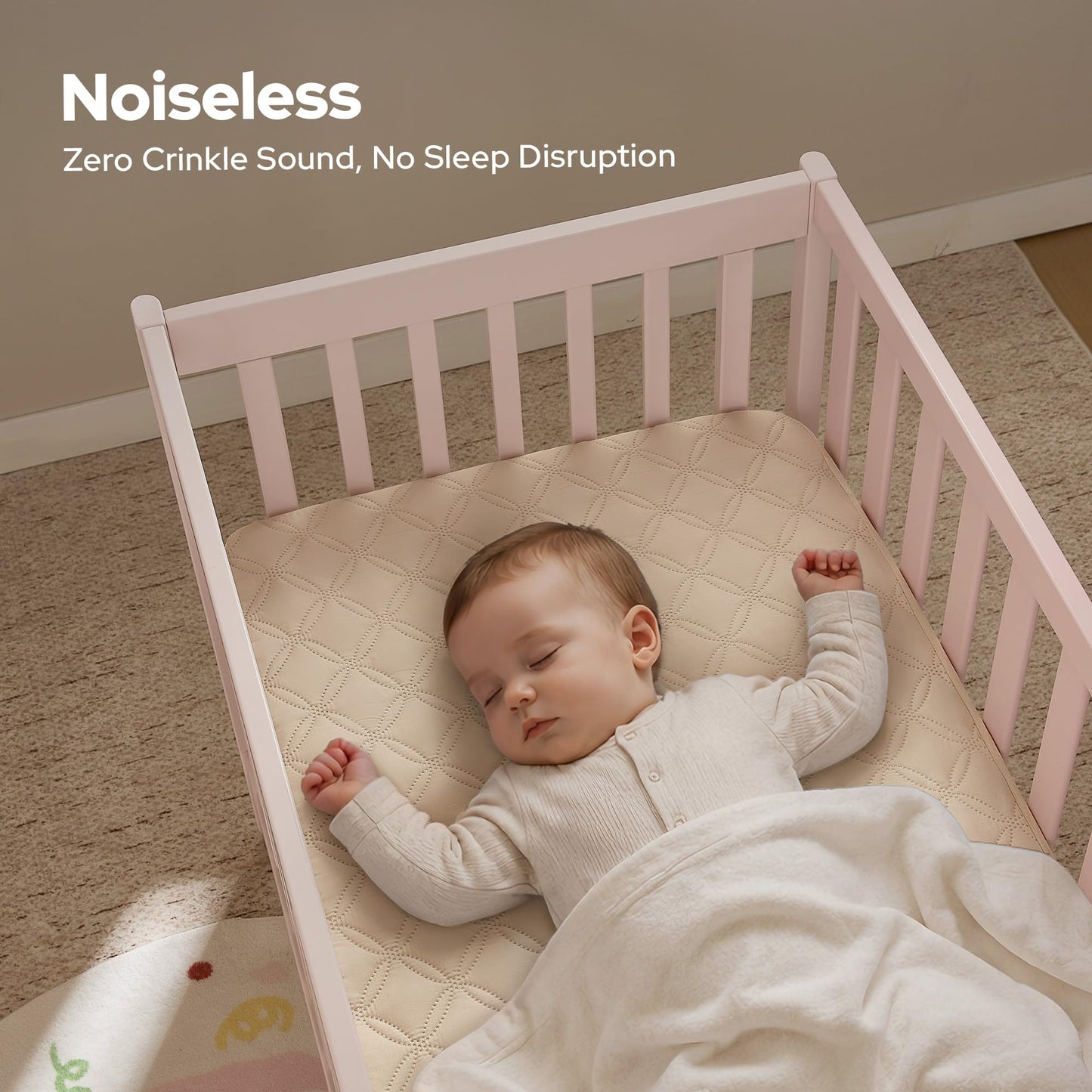 BEDLORE Crib Mattress Protector 2-Pack, Waterproof Beige 52"x28"