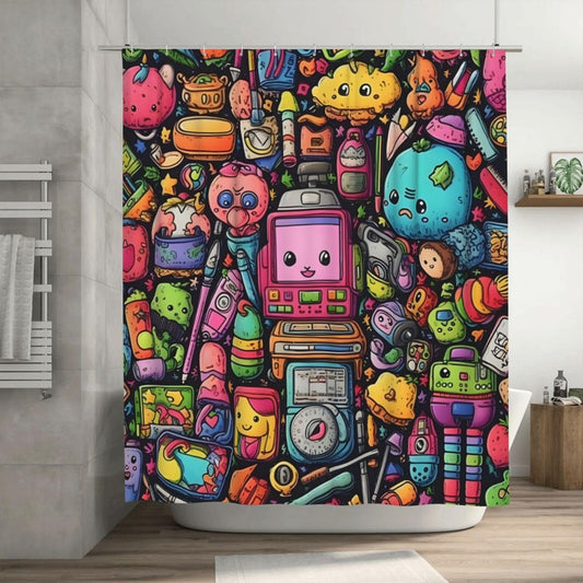 HSYOYO Cartoon Pattern Shower Curtains for Bathroom Waterproof Shower Curtain Set with 12 Plastic Hooks Washable Bathroom Curtain Modern Bathroom Decor 72" W x 72" L