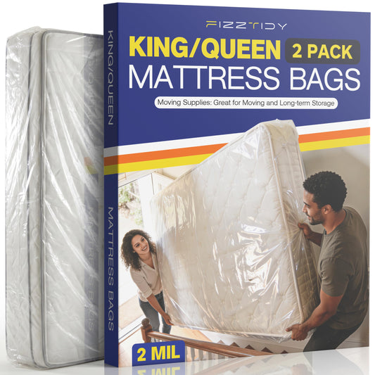 2 Pack Mattress Bags for Moving & Storage - 107" x 78" x 14'' for King / Queen Size, Waterproof & Tear-Resistant, 2.0 MIL Heavy Duty Mattress Cover Moving Supplies