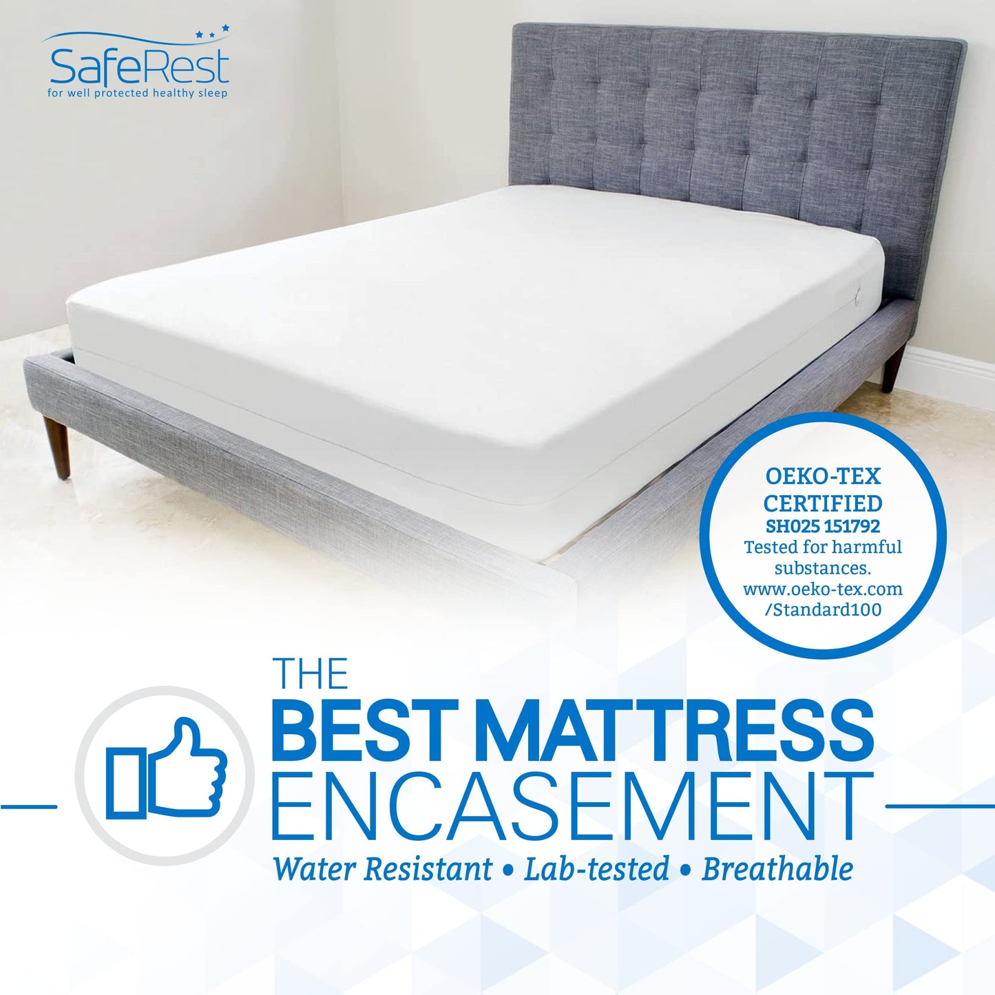 SafeRest Zippered Mattress Protector - Premium 12-15 Inch Waterproof Mattress Cover for Bed - Breathable, Noiseless Washable Mattress Encasement - Full