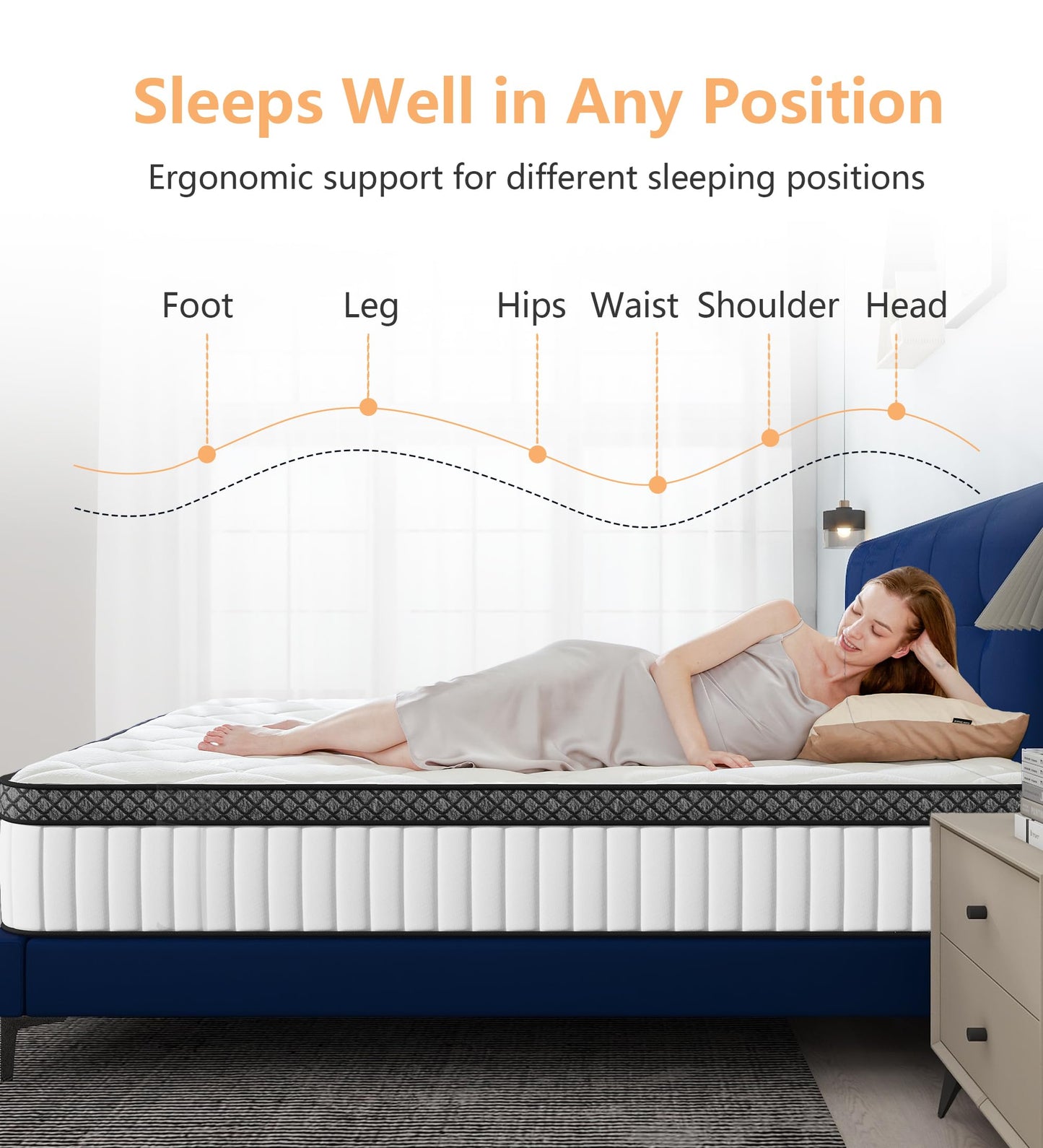 REALONE Full Mattress,10 Inch Hybrid White Mattresses,Gel Memory Foam Spring Mattress in a Box,Medium Firm Pressure Relief