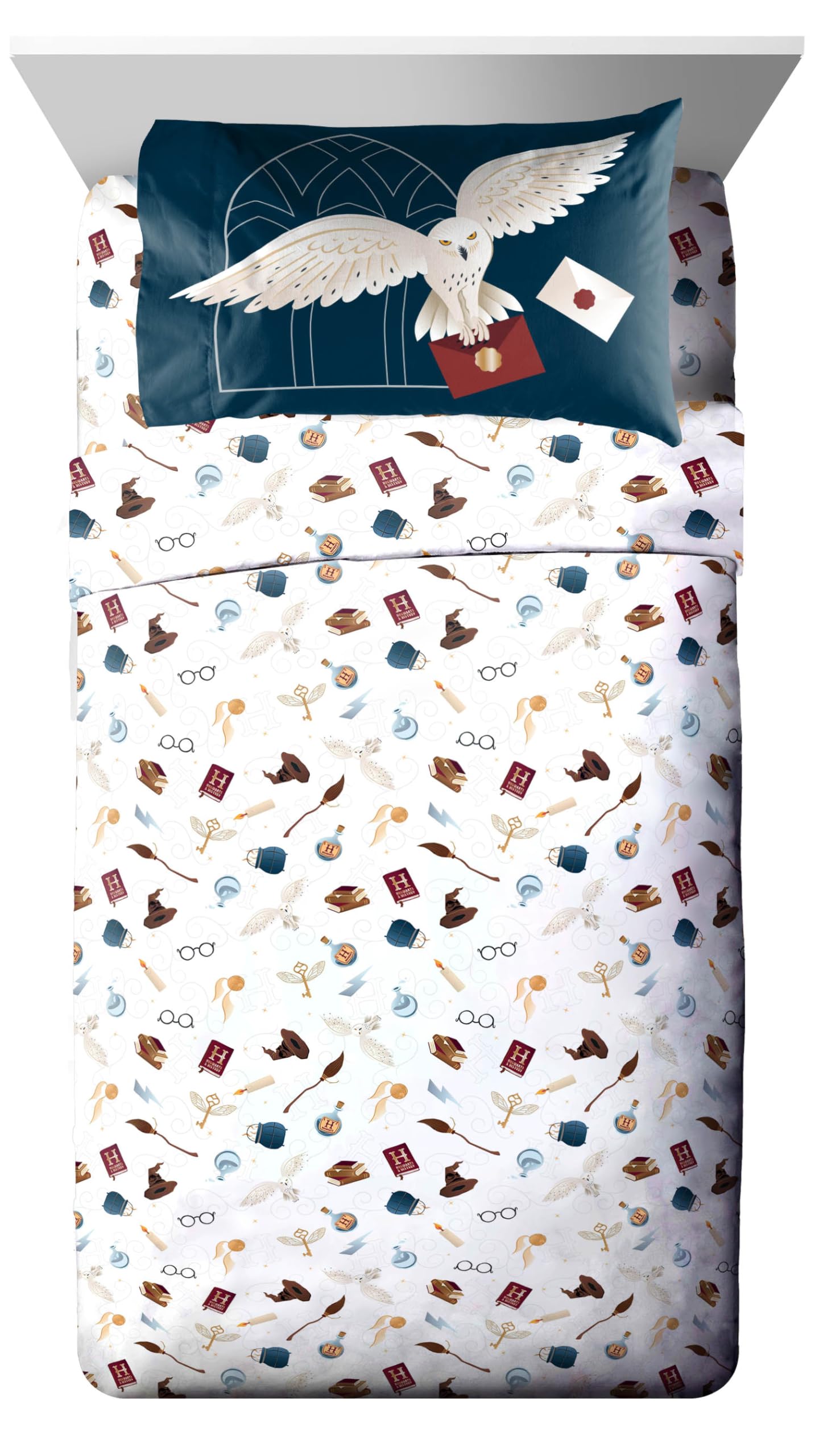 Jay Franco Kids Bed Set, Dark Grey, Harry Potter, 5 Piece Twin