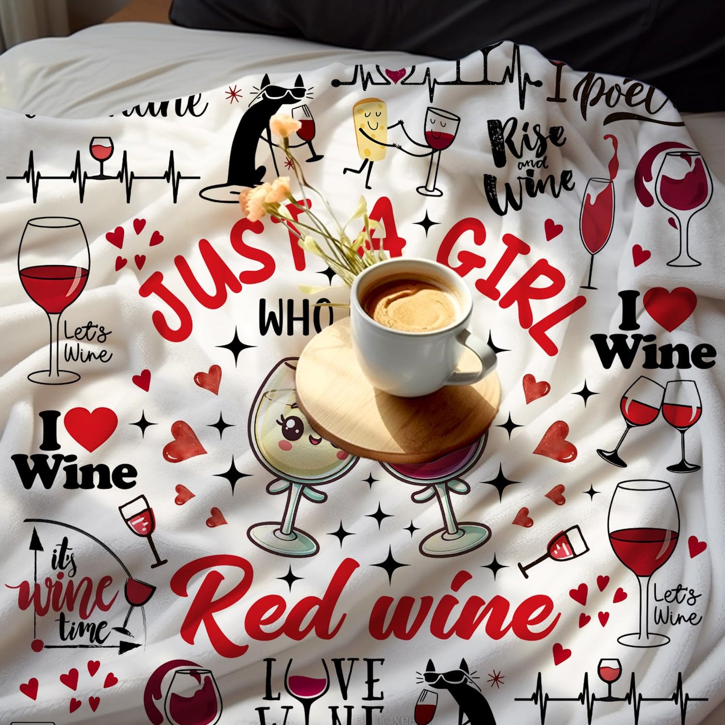 Red Wine Blanket for Red Wine Lover Soft Cozy Flannel Blanket Grapes Throw Blankets Gifts for Girls Women Adults 60"x50"