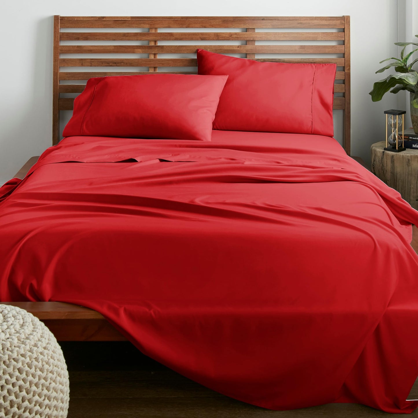 American Home Collection Full Size Sheet Set - Ultra-Soft Microfiber 15-Inch Deep Pocket - Wrinkle Free and Fade Resistant (Red)
