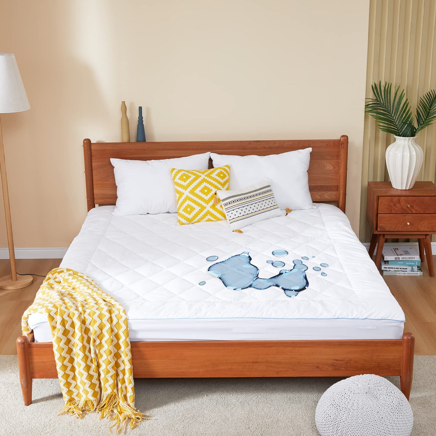 HOMTEC Twin Size Mattress Protector for College Dorm Waterproof Quilted Mattress Cover Cotton Mattress Pad Cover Extra Deep Pocket 18-22" Thin Version Hypoallergenic & Soft