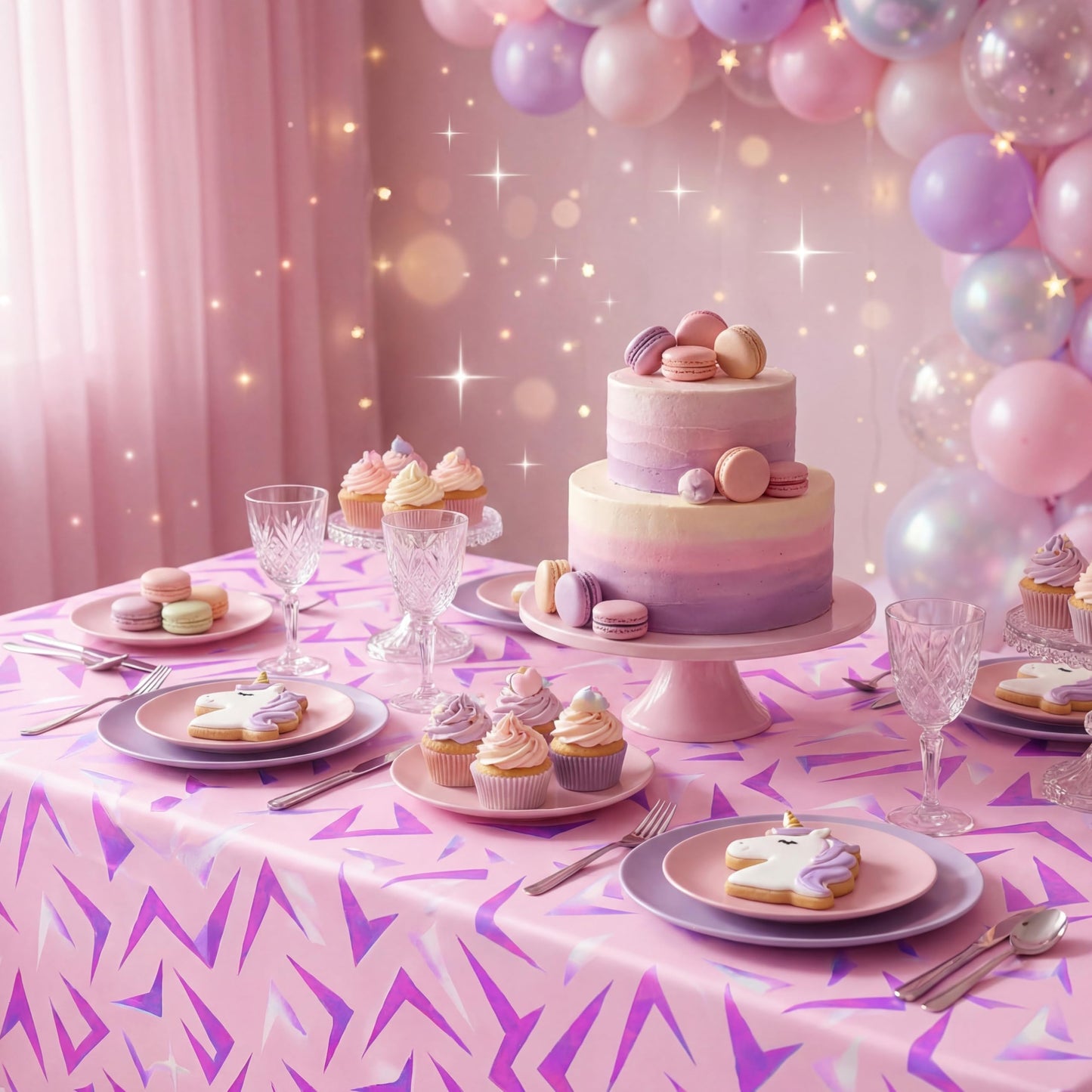 Gilprop 2 Pcs Kpop Pink Lightning Crack Birthday Party Tablecloth Decorations Purple Energy Pattern 108 x 54 Inch Plastic Tablecover Korean Idol Movie Decor for Kid Birthday Graduation Baby Shower