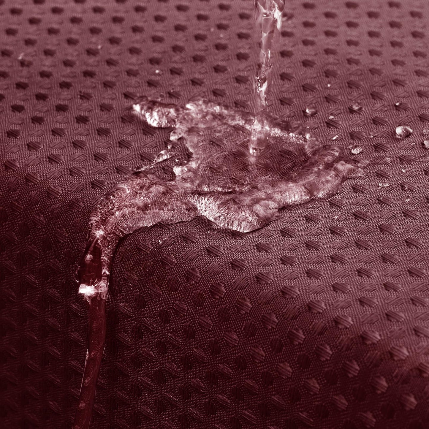 MitoVilla Burgundy Shower Curtain 72 x 78, Wine Red Long Waffle Fabric Shower Curtains for Modern Luxury Bathroom Decor, Heavy Duty Hotel Cloth Shower Curtains 78 inch Long