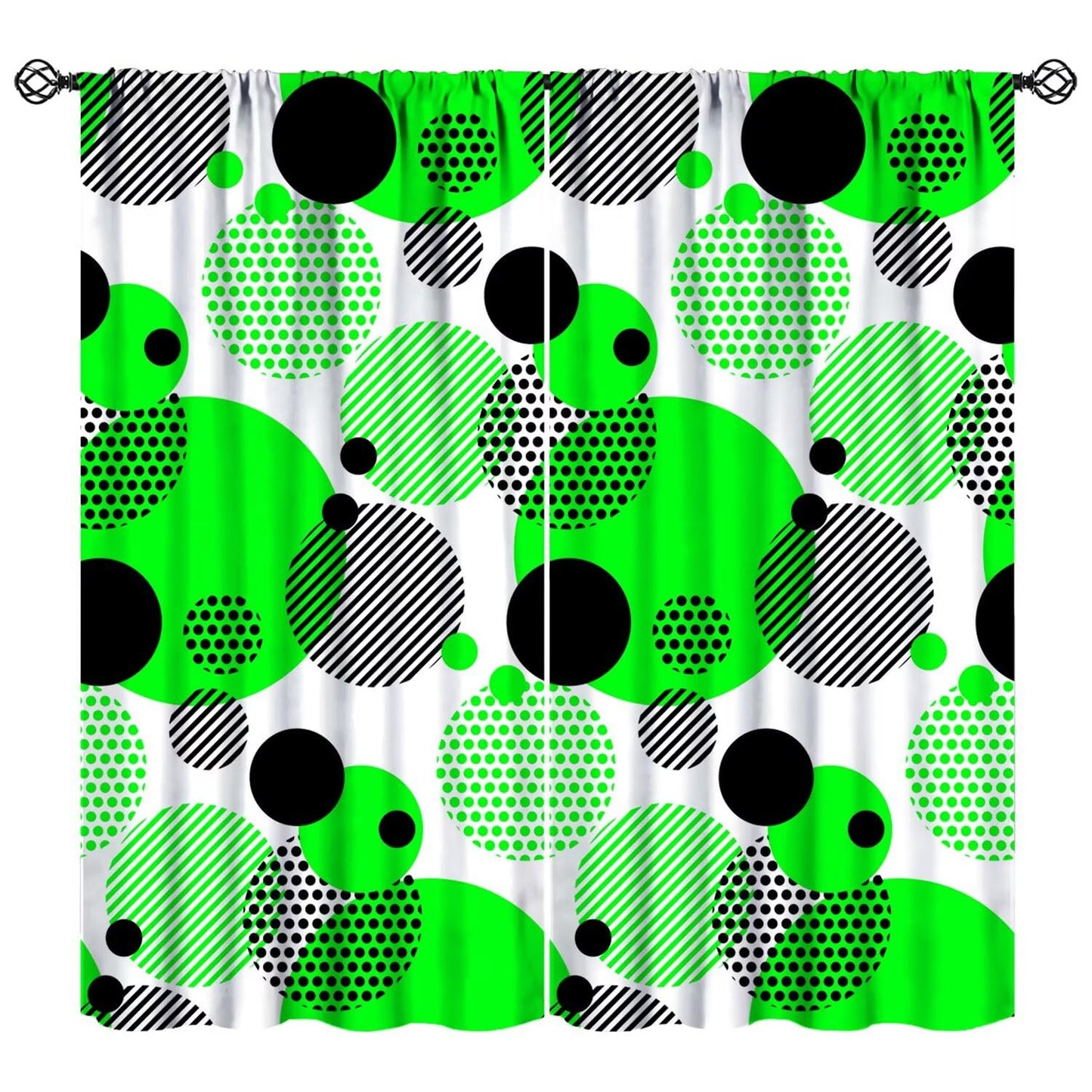 XBDDZSW Abstract Curtain,Green Modern Minimalist Abstract Geometry Pattern Print Window Drapes for Kids Boys Girls Bedroom Living Room Kitchen Decor,2 Panel Set,42x45 Inch Decor