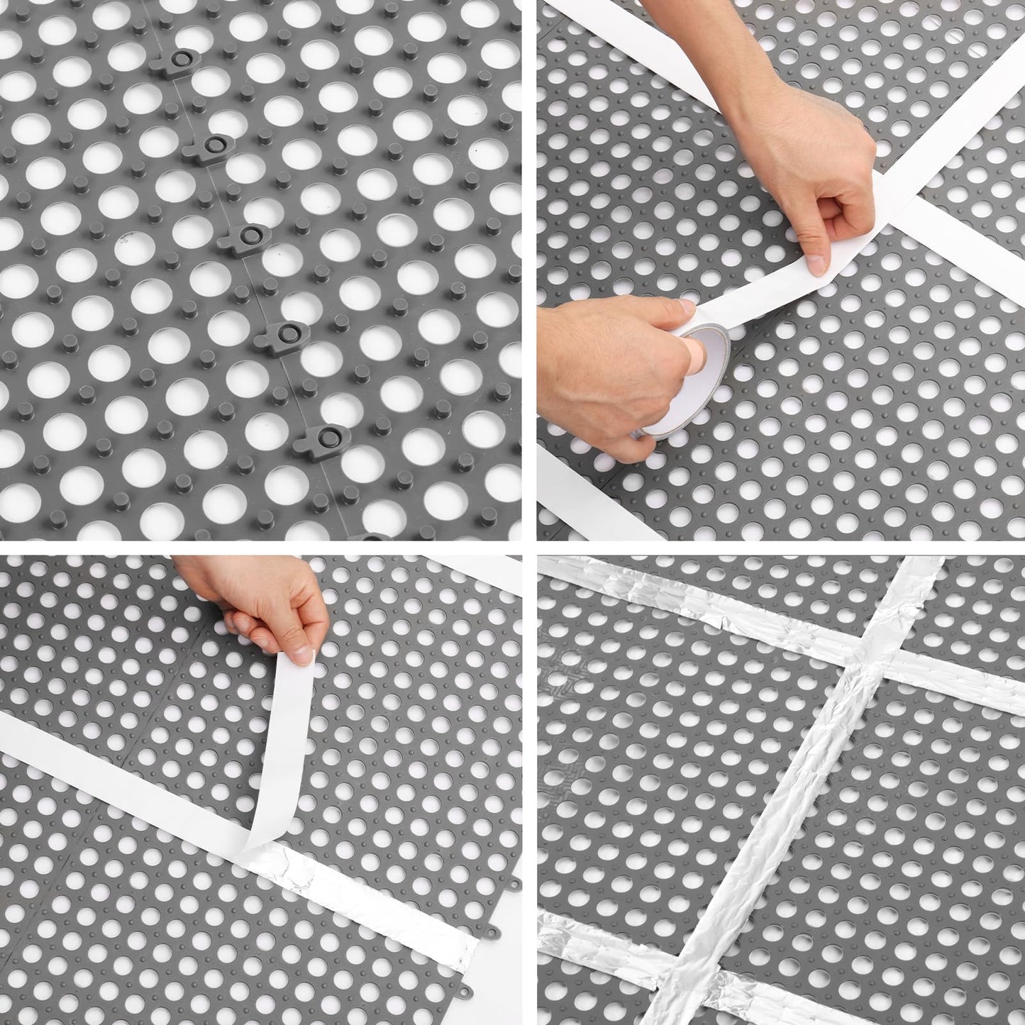 Interlocking Mattress Underlay 83" L x 59" with Aluminum Tape RV Under Mattress Modular Under Mattress Pad for RV Boat Camper Creating The Bed Air Dry and Flow（Queen）