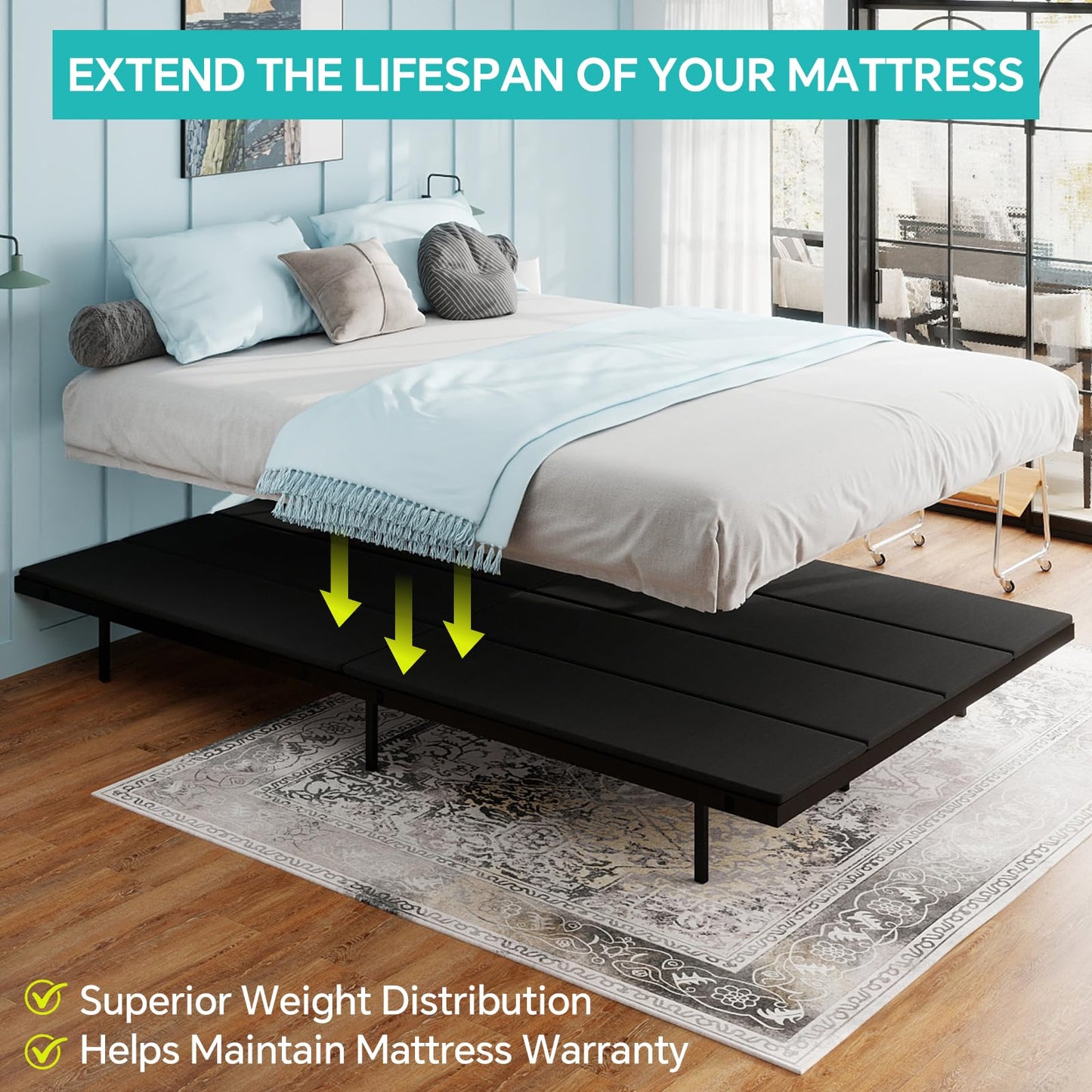 UINTAI Bunkie Board Queen Size (60"x80"), Anti-Sag Support Board for Slatted Bed Frame, Light and Thin, Moisture Resistant