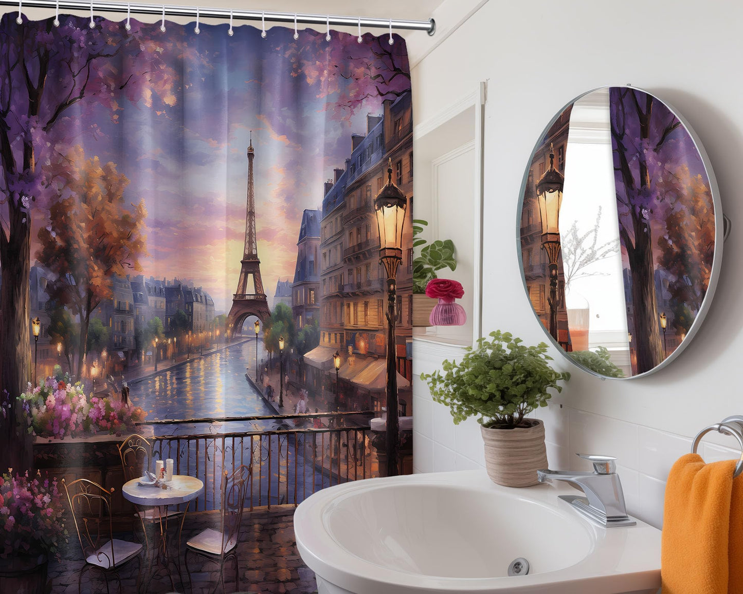 Lvetong Vintage Paris Shower Curtain, 70" W x 72" L