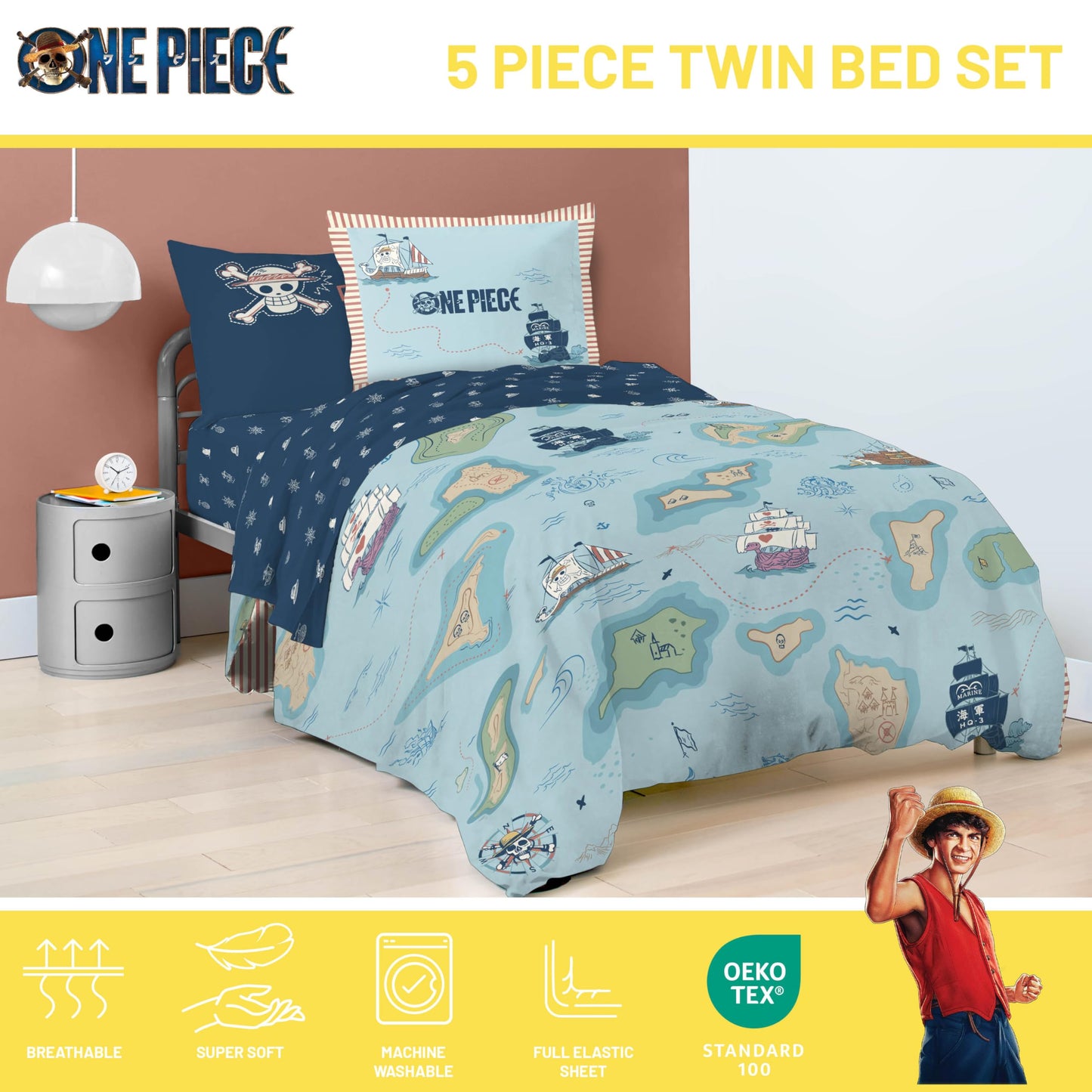 Jay Franco Kids Comforter Set Includes Sheets and Pillow Covers - Soft and Cozy Bed Set for Stylish Room Decor, Official Licensed Bedding, Multi - One Piece, 5 Piece Twin