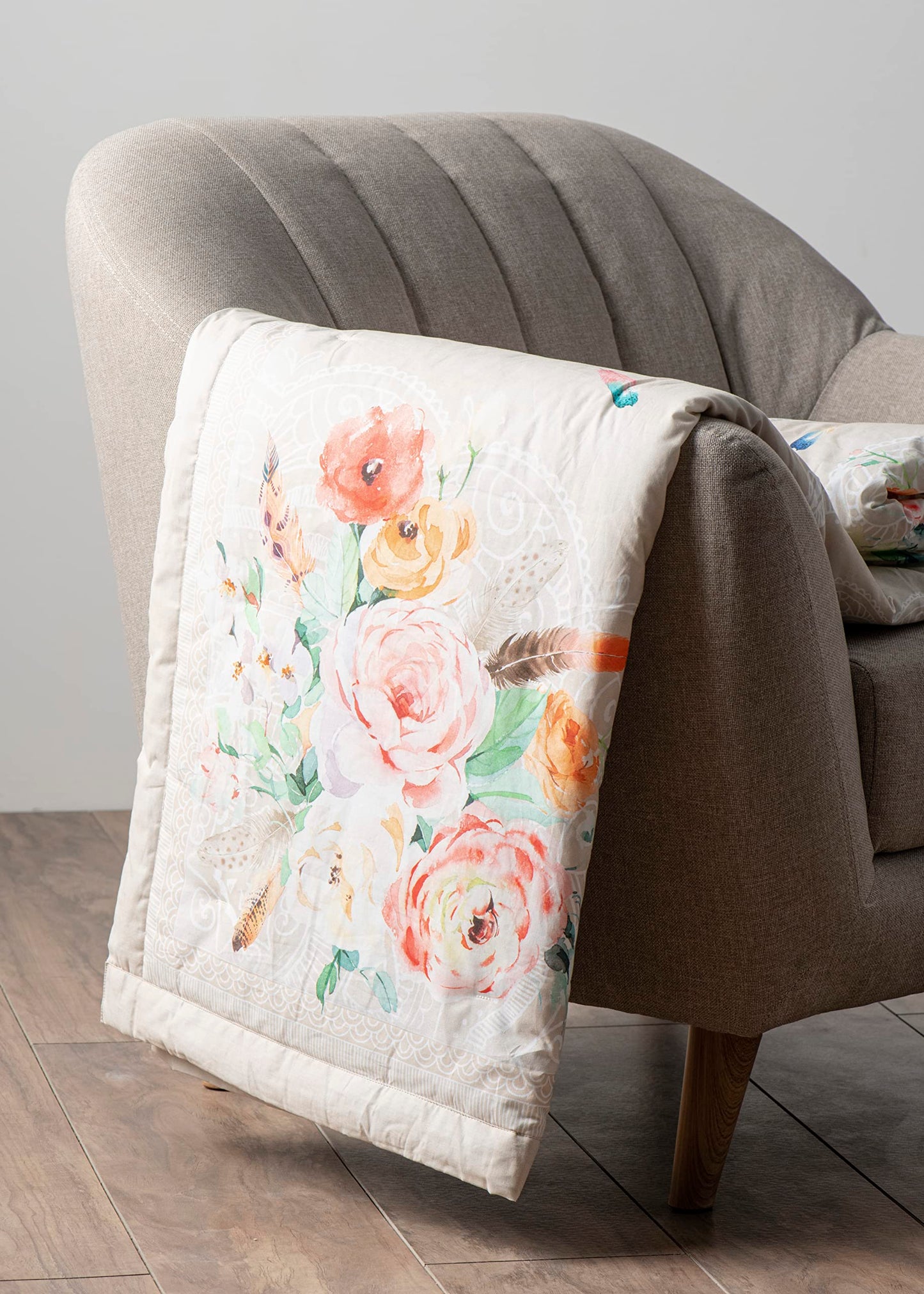 Maison d' Hermine Throw Blanket for Couch Lightweight Soft Warm Breathable Cotton Throw Blankets for Bed Girls Boys Women Men Gifts Travel Living Room Spring Summer (Ibiza - Beige, 60" X 80")