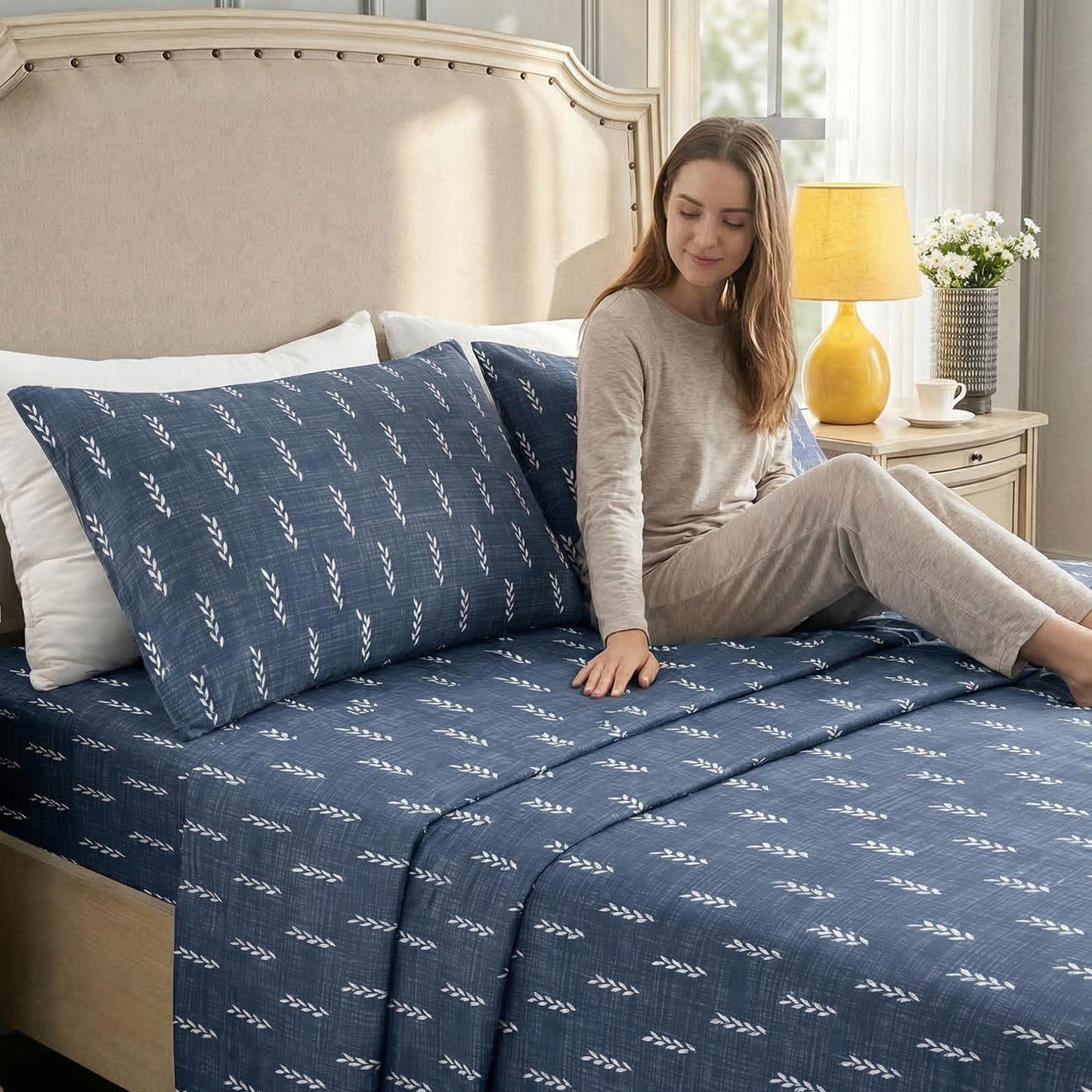 YIYEA Twin Sheets Set, Premium Double Brushed Microfiber Bed Sheet Set for All Season, Soft Breathable, 16" Deep Pocket, Shrinkage and Fade Resistant, 3PC, Twin