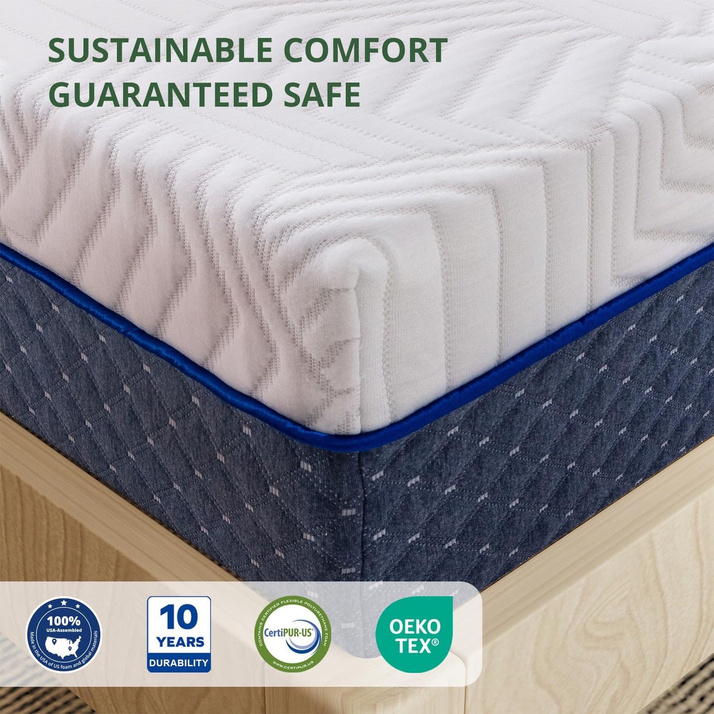 Emerspring Queen Mattress, 14 Inch Queen Size Mattress in a Box, Firm Gel Memory Foam for Contouring Support & Pressure Relief, Assembled in The USA, CertiPUR-US Certified, Fiberglass Free