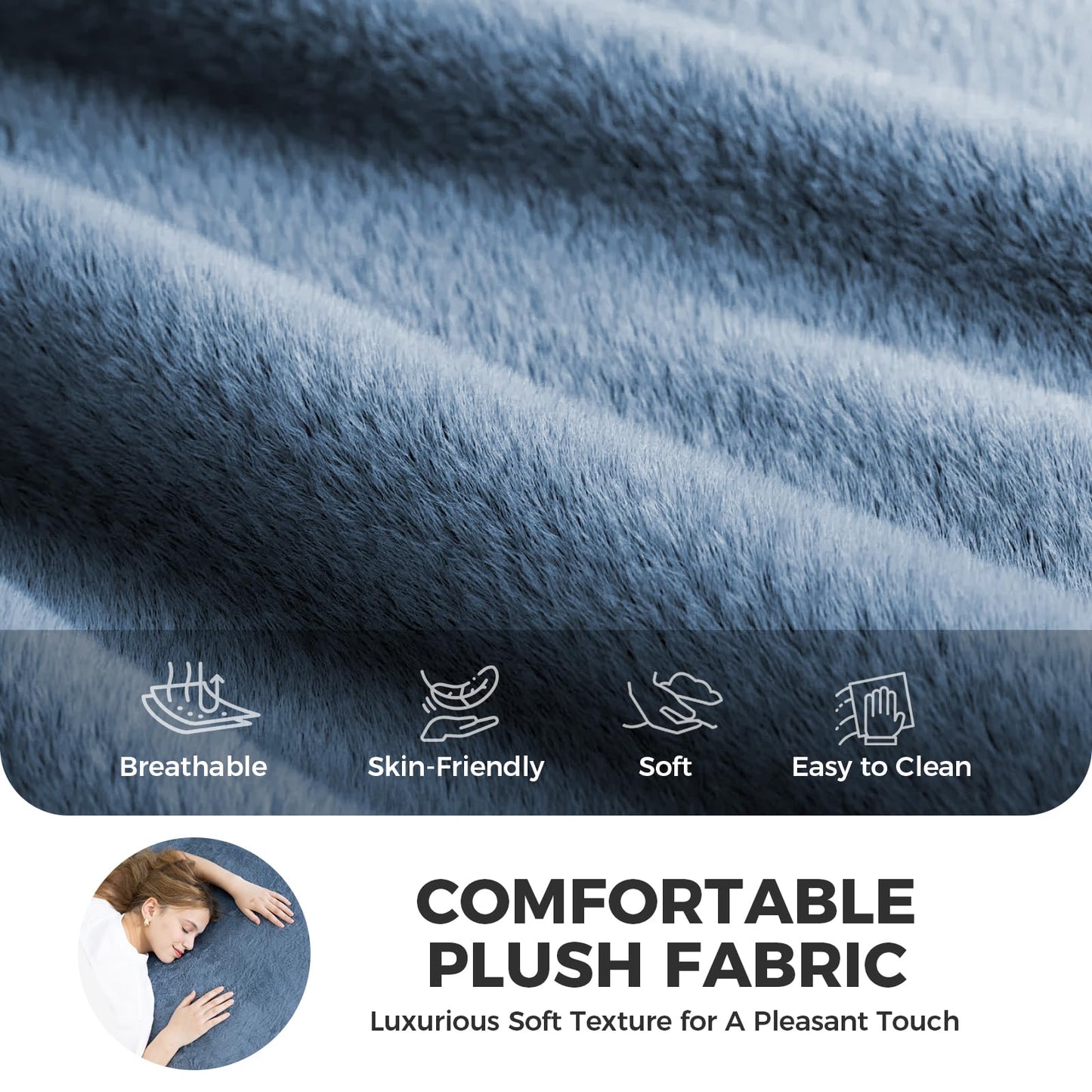 Giant Bean Bag Chair for Adults (59"x34"), Big Faux Fur Plush Bean Bag Lounger, Large Memory Foam Lounger Chair with Pockets for Living Room, Bedroom & Dorm (Bluegrey)