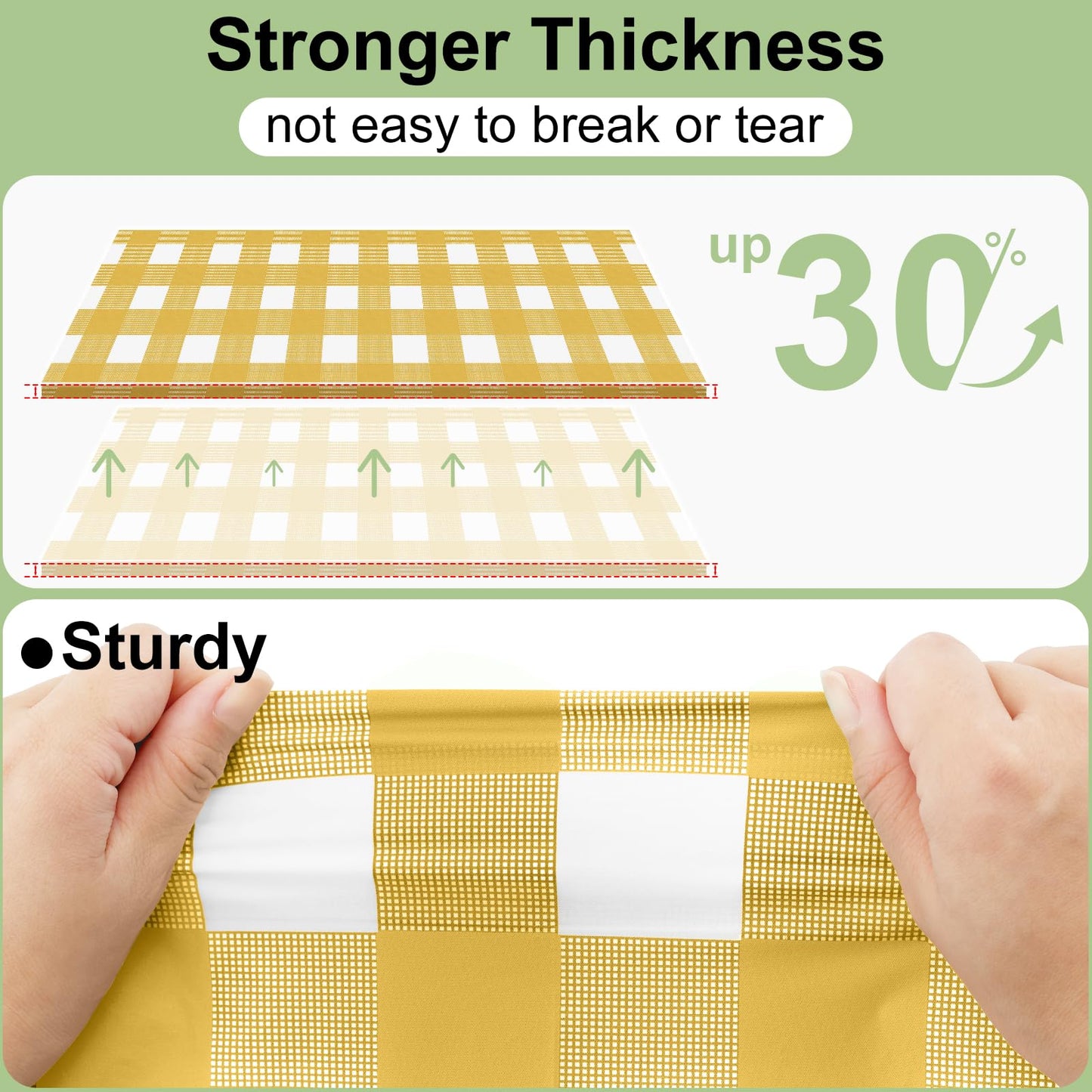 misaya 3 Packs Buffalo Disposable Table Cloth, 54 x 108 Inch Waterproof Plastic Tablecloth, Rectangle Gold and White Checkered Table Covers for Picnic, Birthday, Party, Back to School