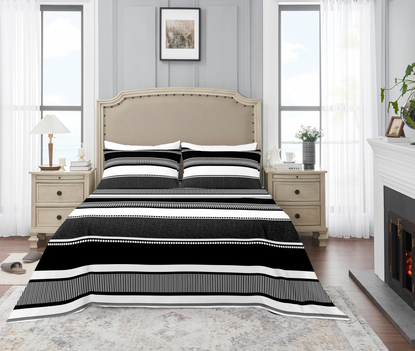 YIYEA Queen Sheet Set, Premium Double Brushed Microfiber Bed Sheet Set for All Season, Soft Breathable, 16" Deep Pocket, Shrinkage and Fade Resistant, 4PC, Queen