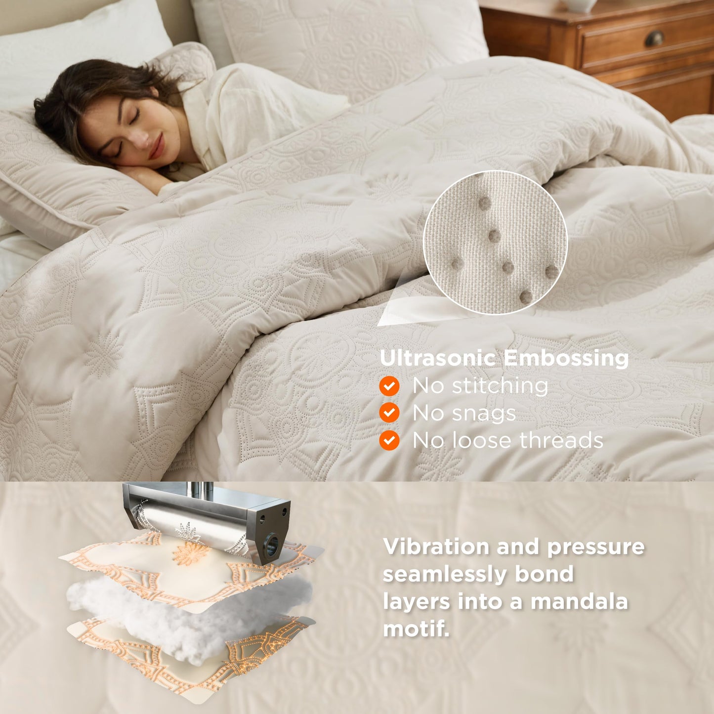 Bedsure King Size Quilt Set - Lightweight Bedspreads King Size, Stitch-Free Ultrasonic Quilting Coverlet, All-Season Beige Comforter Set, Pet-Friendly Soft Machine Washable Bedding (106"x96")