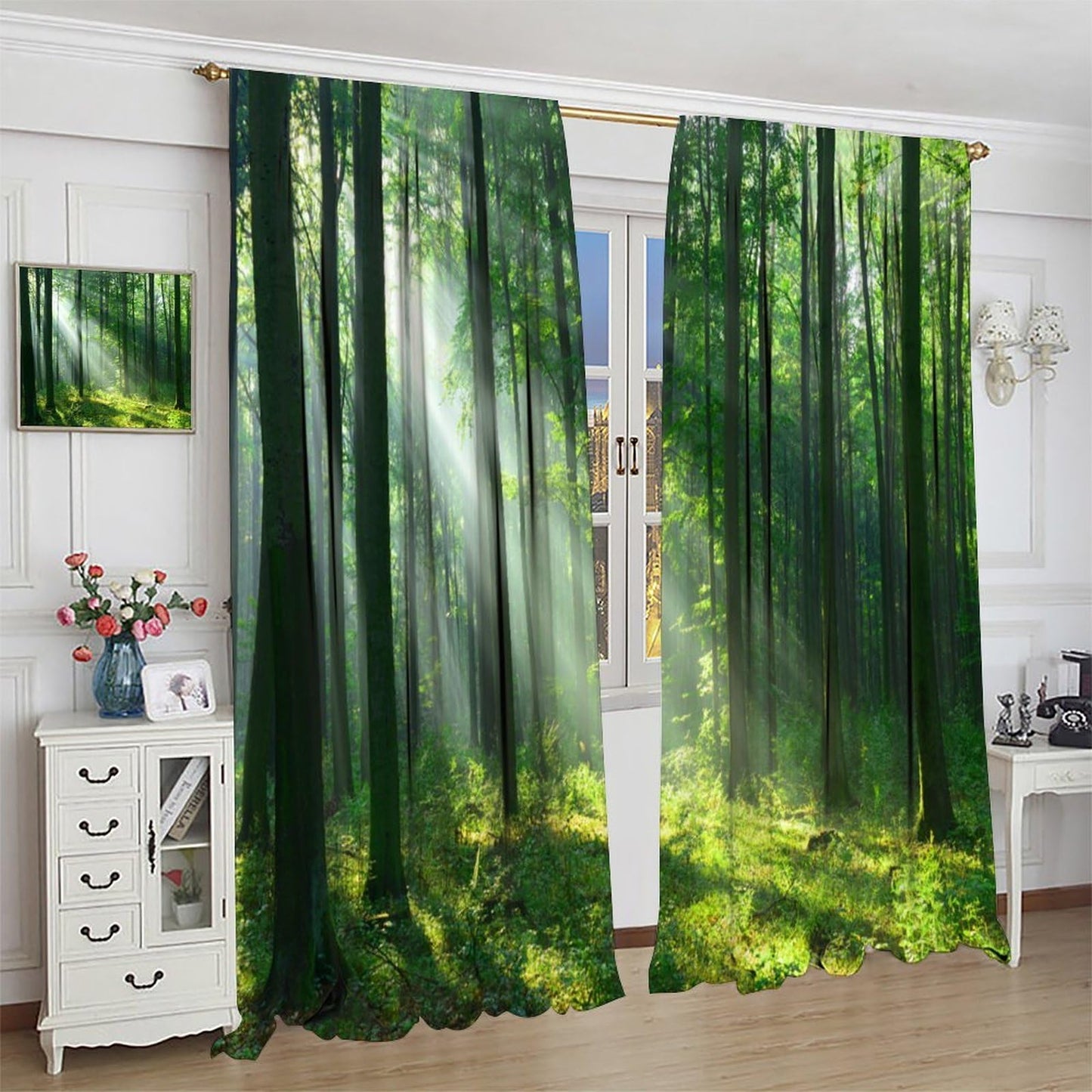 UFUH Nature Landscape Blackout Curtains,Spring Jungle Sunshine Forest Land Scenery Window Treatments for Bedroom Living Room Kitchen,2 Panels Set Total Size 42 x 45 Inch