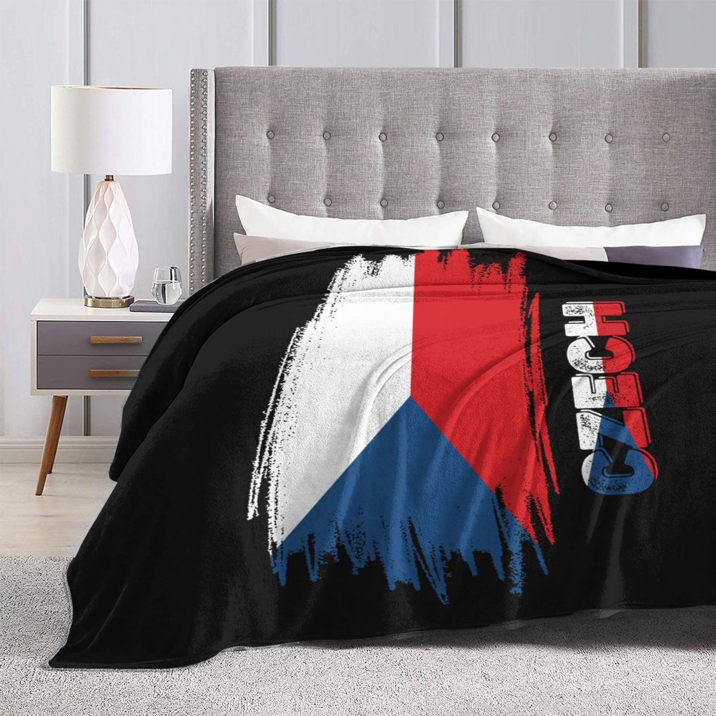 Czech Czechs Flag Blanket Throw Blanket for Couch Sofa Plush Fleece Bed Blankets Lightweight Comfy Flannel Ultra-Soft Warm Blankets for Home Camping Travel Gift 60"X50"