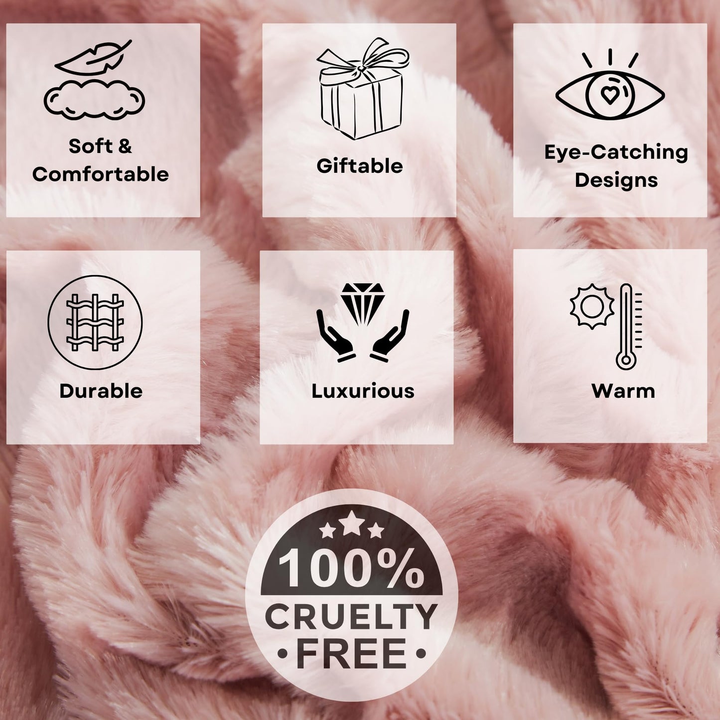 Tache Faux Fur Sherpa Blanket Set - 50x60 Blush Light Dusty Rose Gold Pink & Dark Slate Navy Blue with Diamond Trellis Pattern Super Soft, Warm, and Fluffy Throws