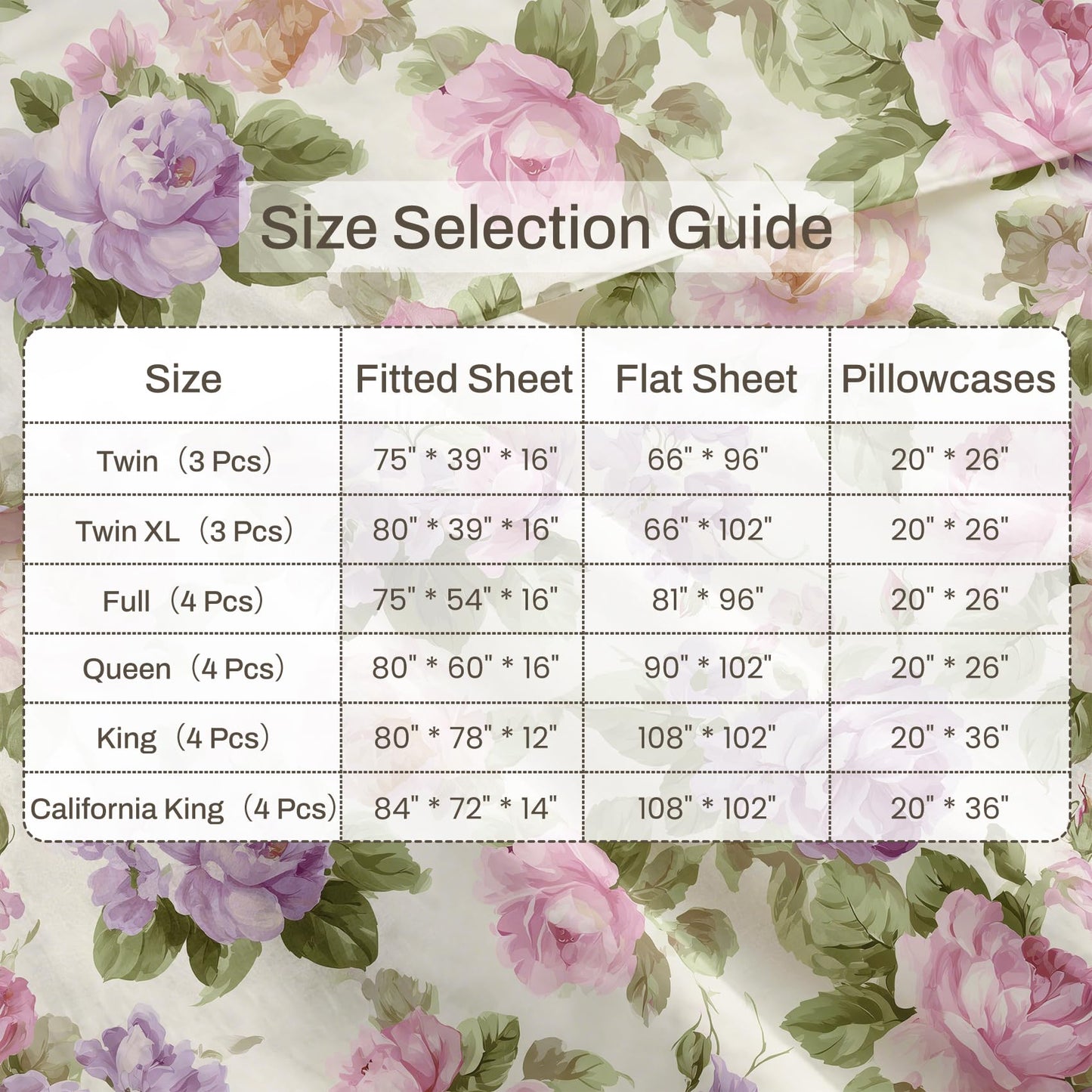 Purple Peony Queen Sheet Set 4 Pcs Watercolor Flowers Bed Sheets