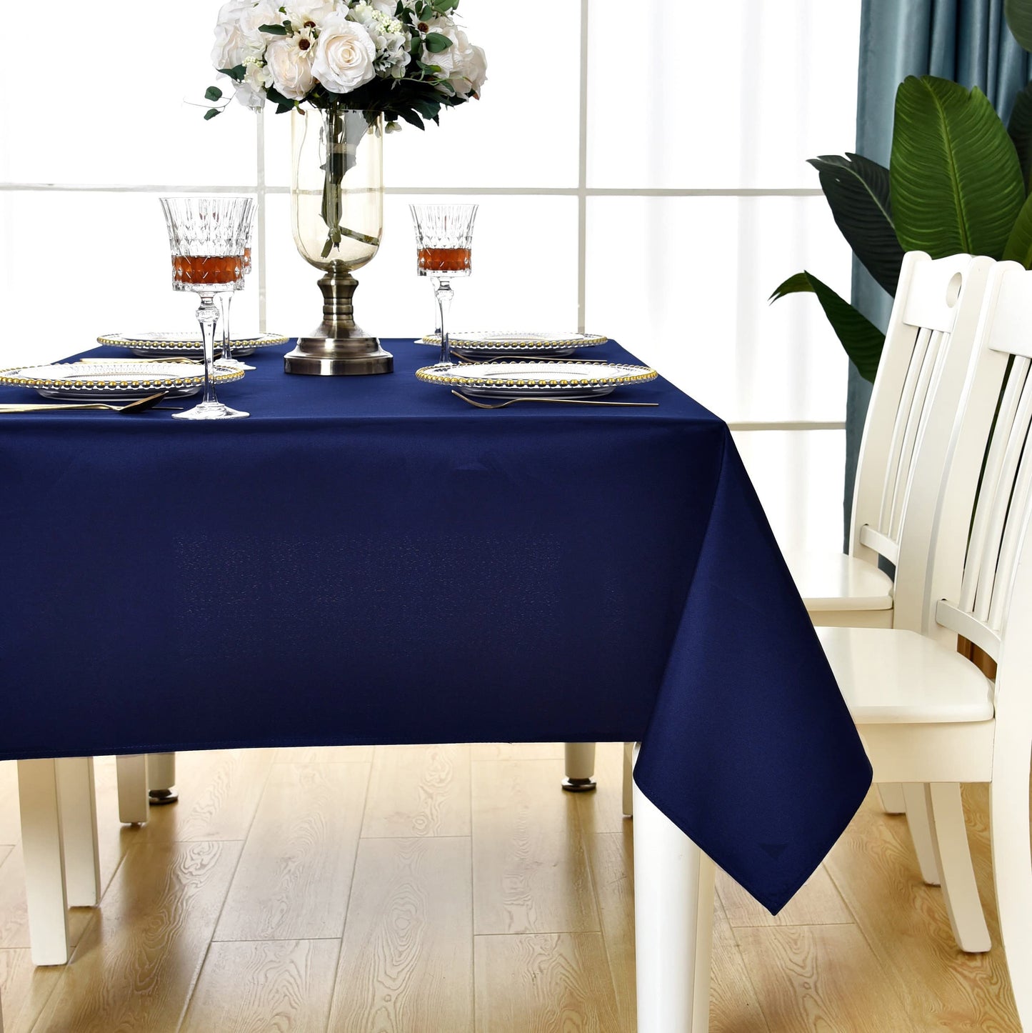 KAIPHO Navy Blue Rectangle Tablecloth Waterproof Stain Resistant Wrinkle Free Table Cloth 210GSM Polyester Wipeable Table Cover for Party, Banquet, Indoor & Outdoor- Rectangular/Oblong, 54 x 78 inch