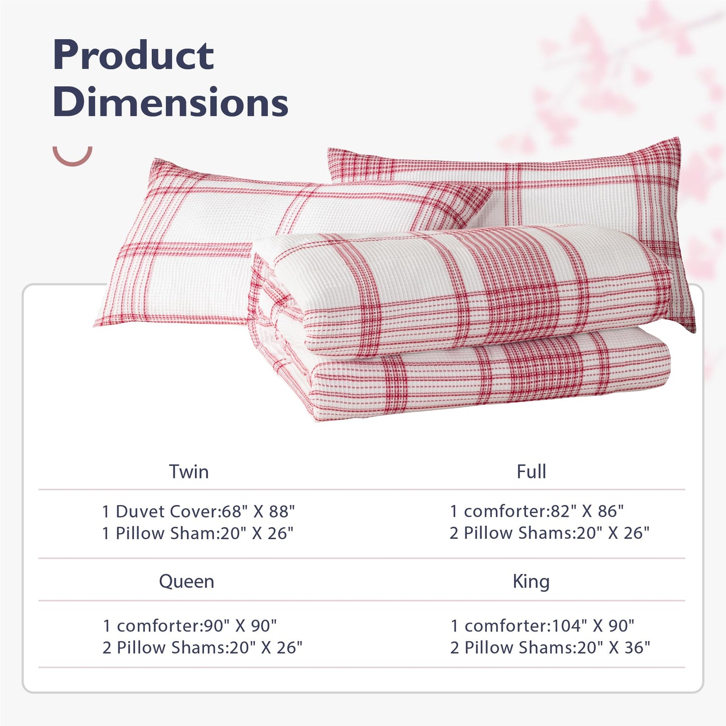 ALPHA HOME 100% Cotton Jacquard Comforter Set Full Size, 3 Pieces with Comforter & Pillow Shams, Cozy Waffle Weave Bedding Sets for All Season, Crimson Red