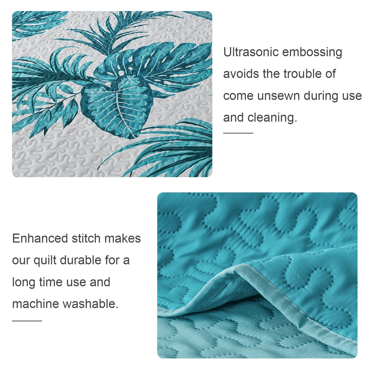 OARAGE Quilt Bedding Set, Blue King/Cal King Comforter Set, Bedding Comforter Sets, Soft Lightweight Bedspread, Ultrasonic Microfiber Bed Coverlet for All Season (1 Quilt,2 Sham)